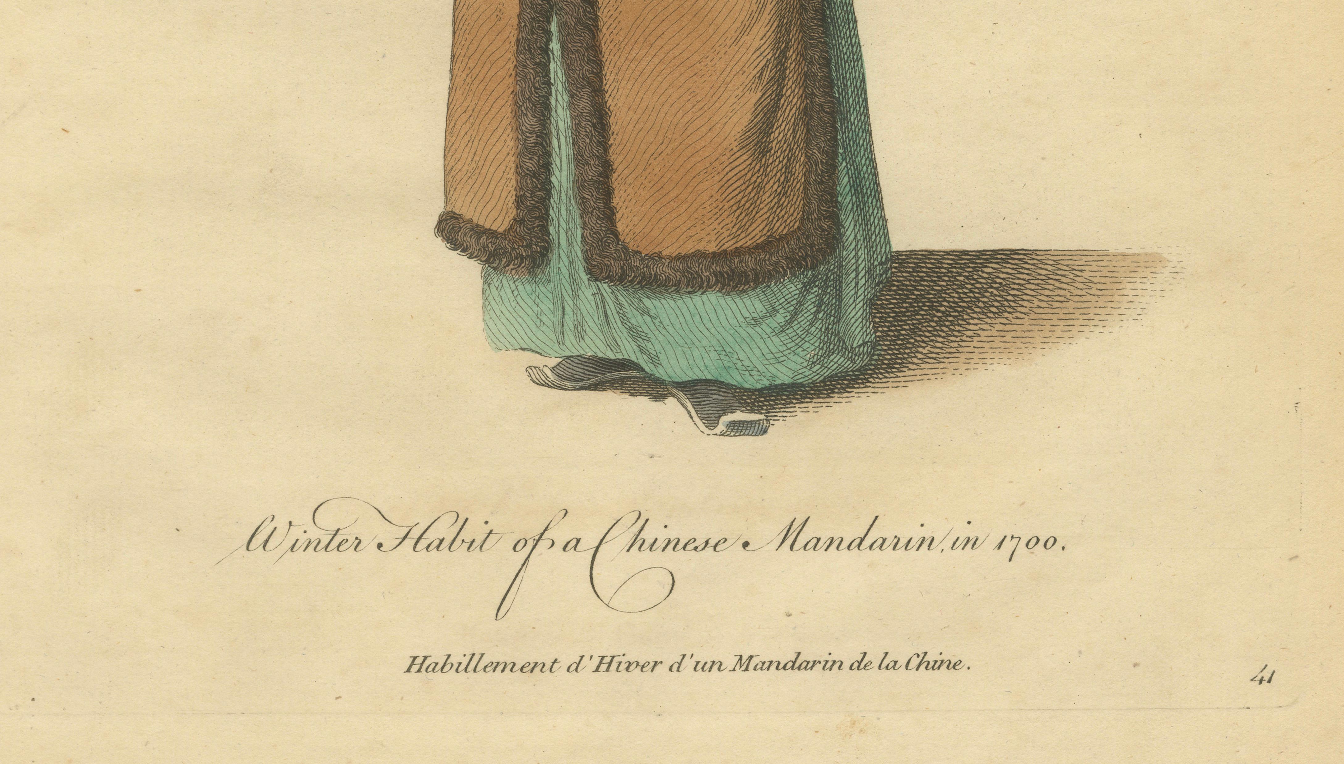 Chinese Mandarin in Winter Court Dress, Antique Print, Jefferys, 1749