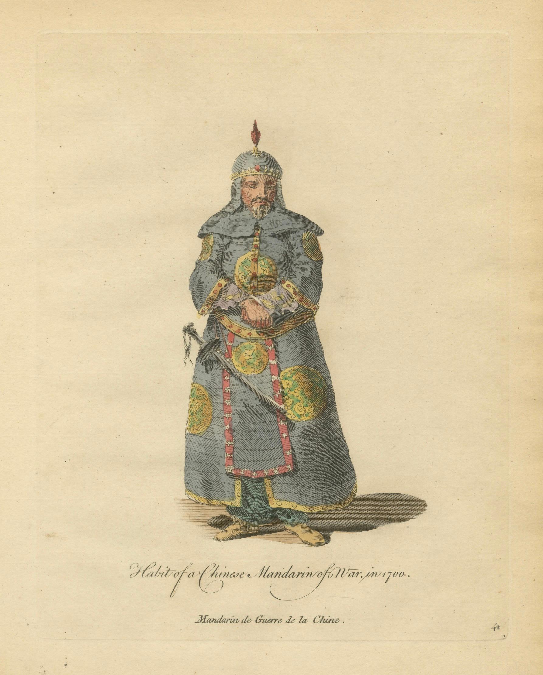 Chinese Mandarin Officer of War, Antique Print, Jefferys 1749