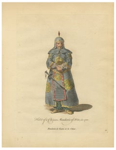 Chinese Mandarin Officer of War, Antique Print, Jefferys 1749