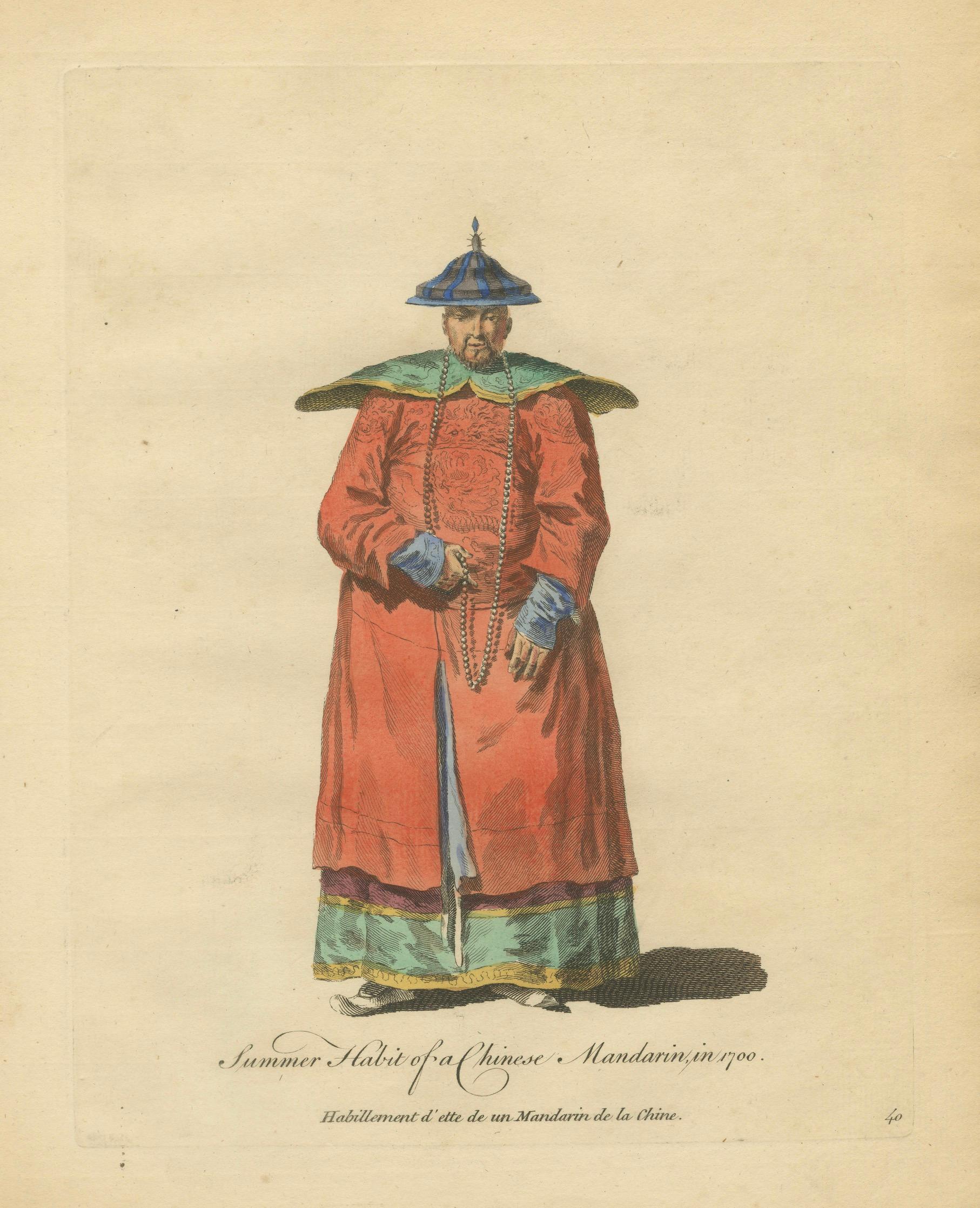 Chinese Mandarin Official in Light Summer Robes, Antique Costume Print, 1749
