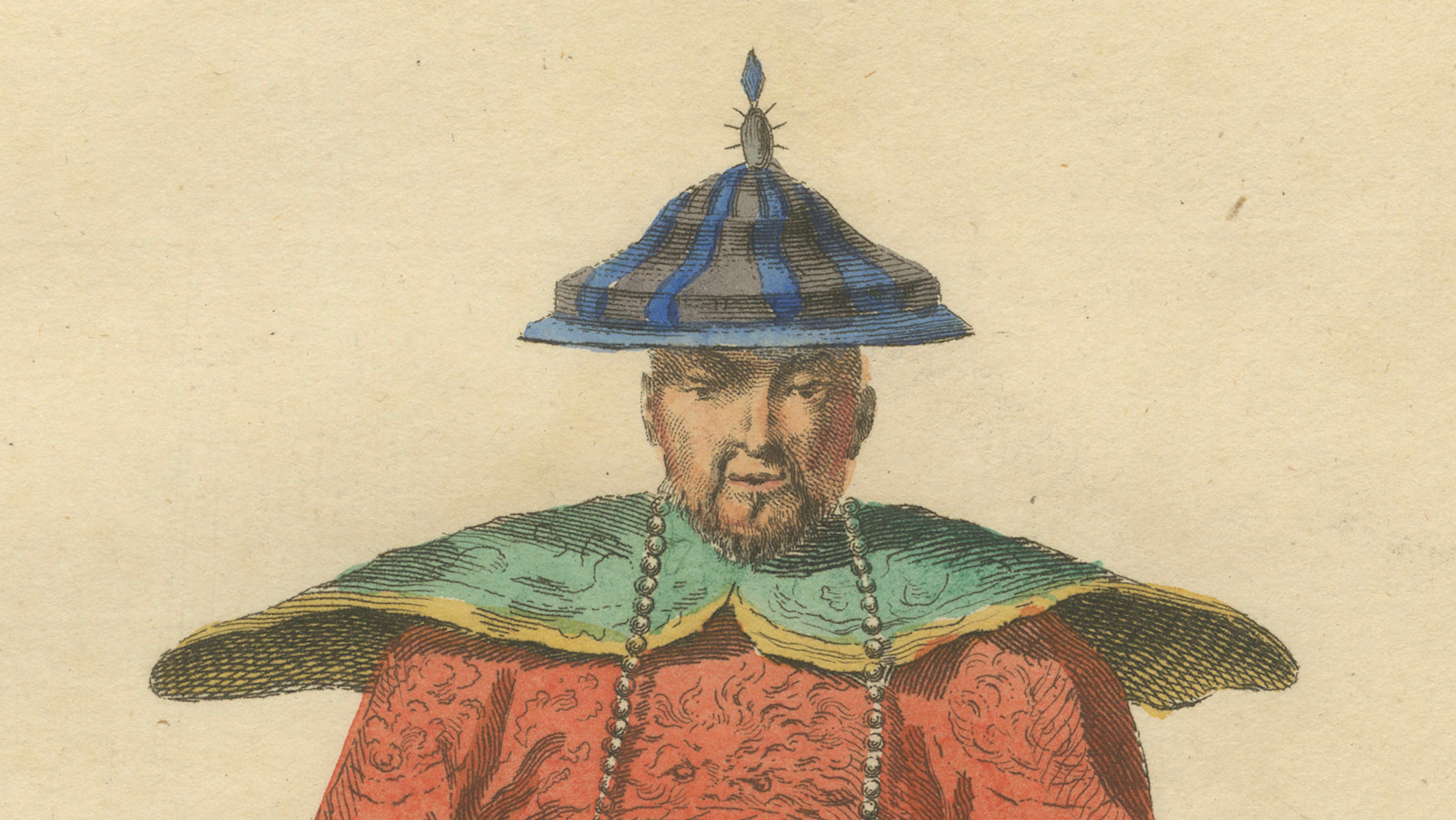 Chinese Mandarin Official in Light Summer Robes, Antique Costume Print, 1749