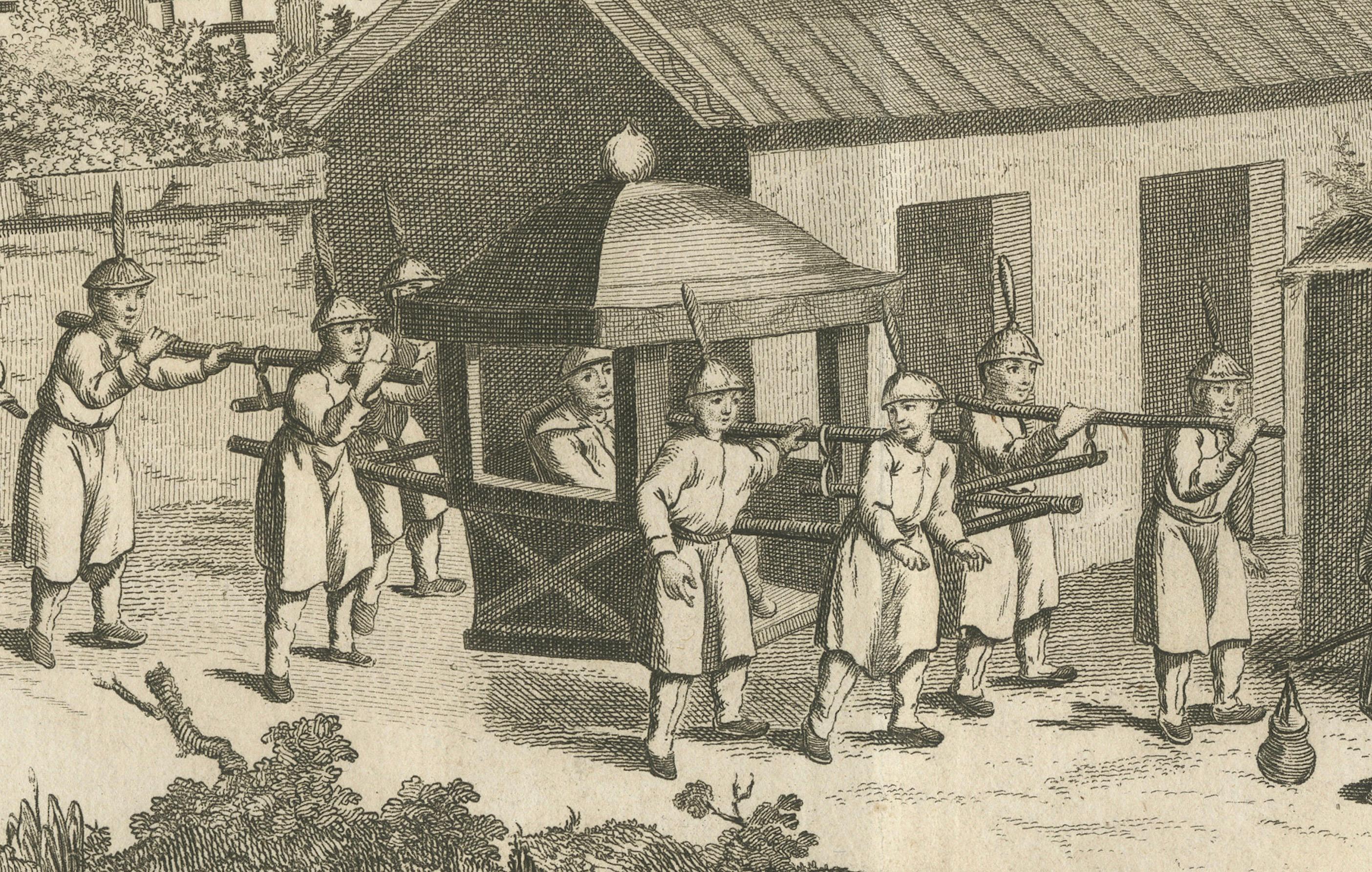Gravé Mandarin chinois avec une suite de gardes - Gravure d'après Sonnerat, 1806 en vente
