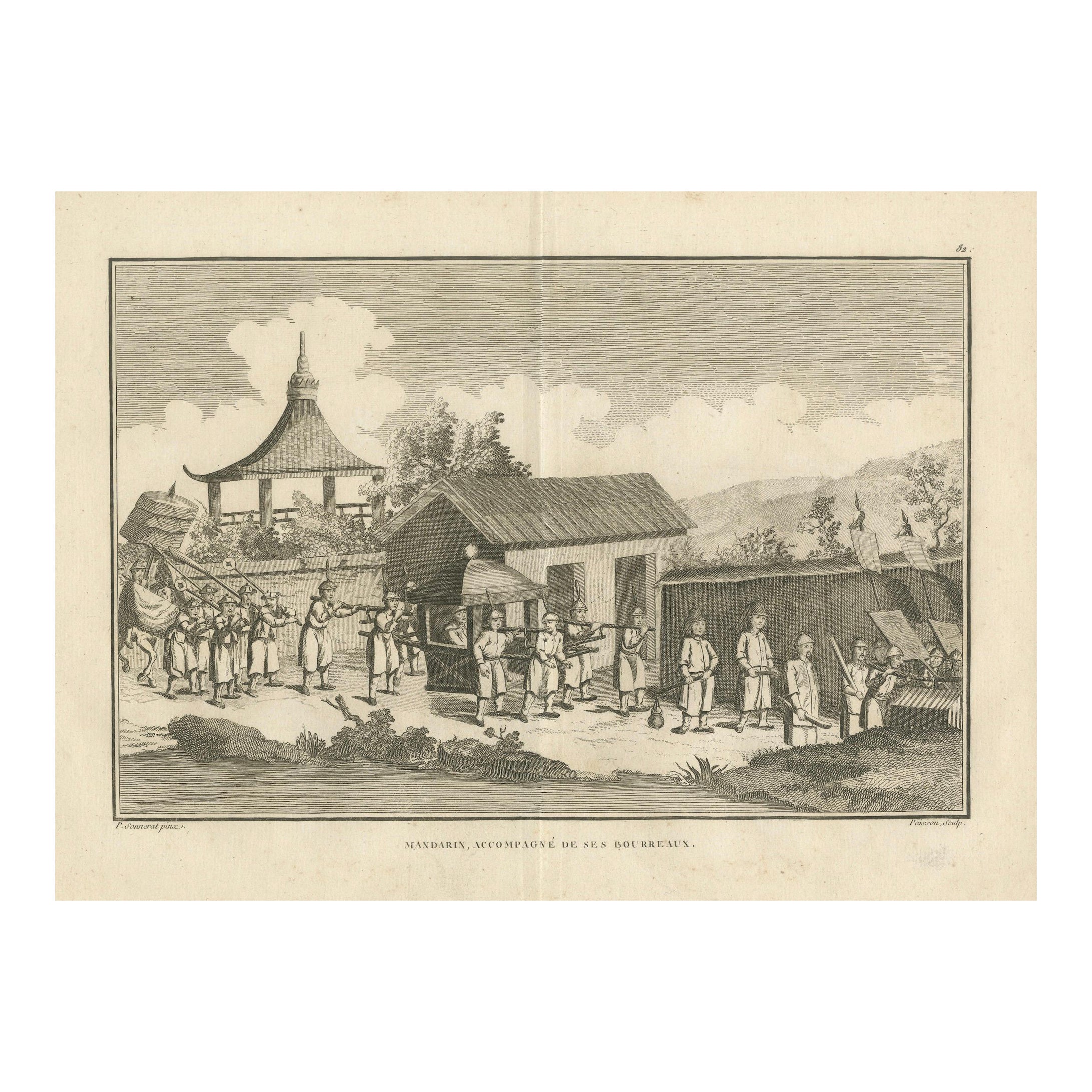 Chinese Mandarin with Retinue of Guards – Engraving after Sonnerat, 1806