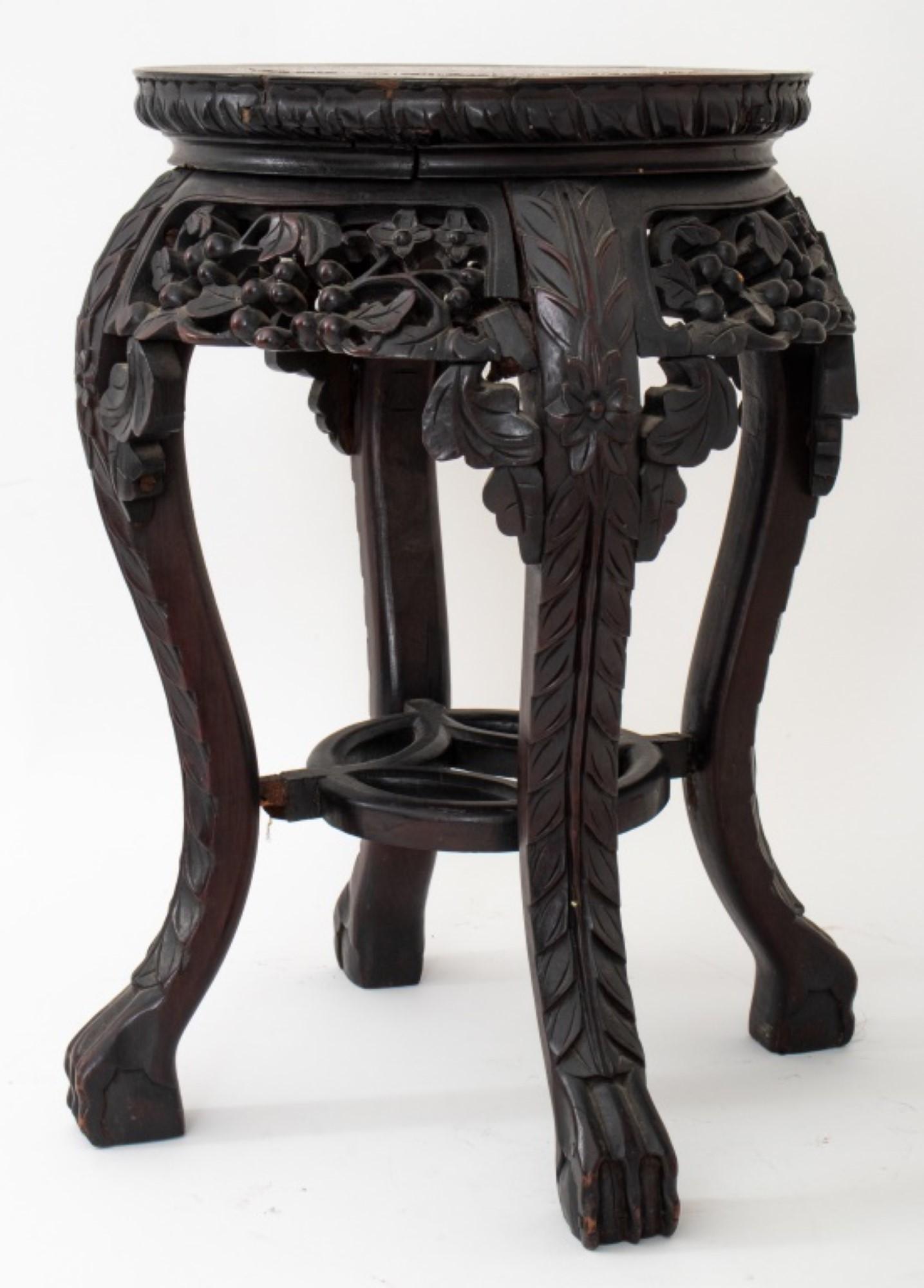 The dimensions for the Chinese marble-mounted carved wooden side table are approximately:

Dealer: S138XX