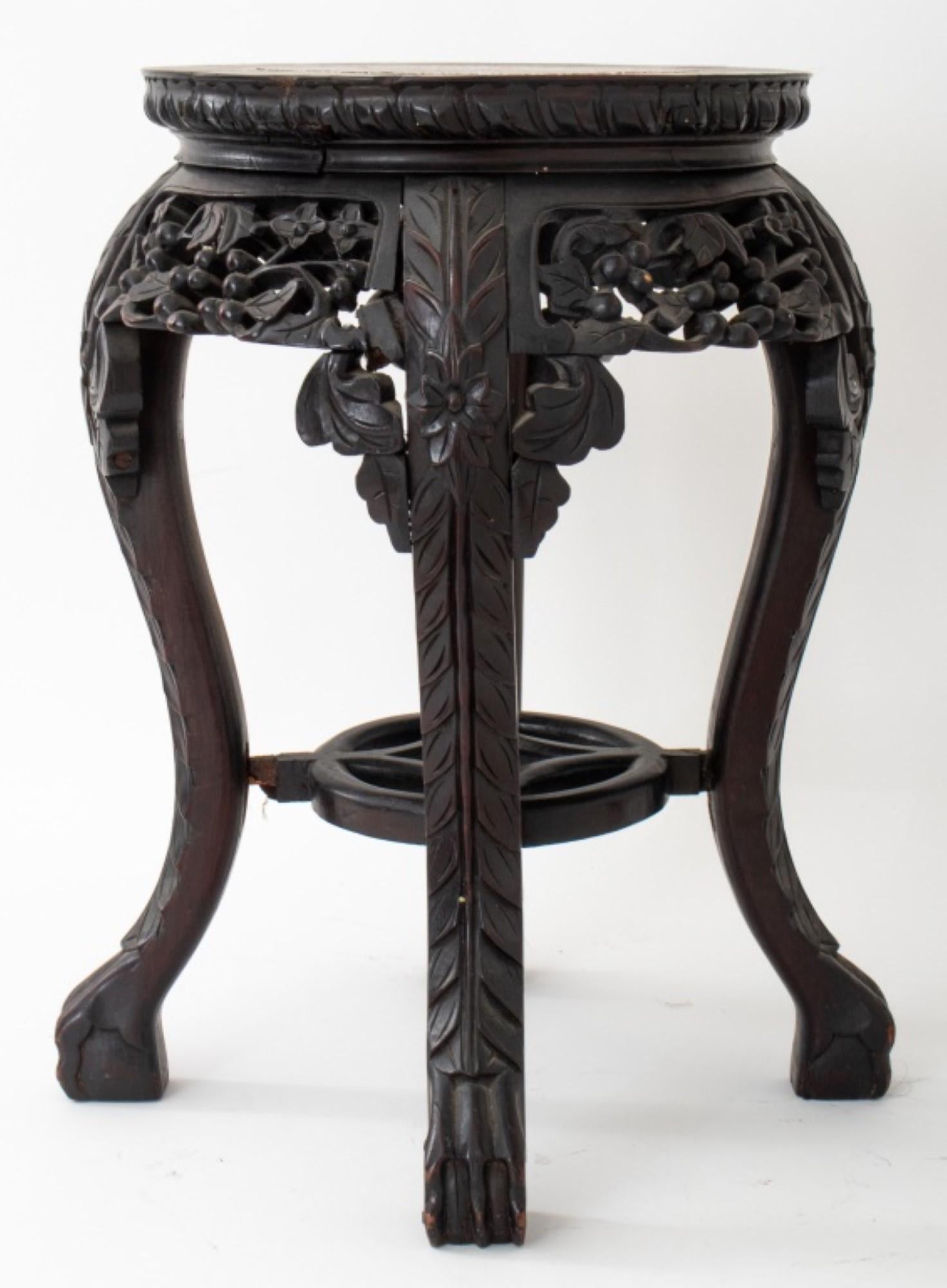 Belgian Black Marble Chinese Marble Mounted Carved Side Table, 19th C. For Sale