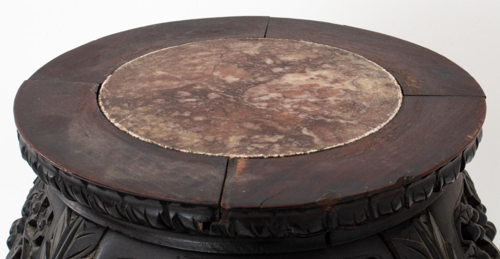 Chinese Marble Mounted Carved Side Table, 19th C. For Sale 2