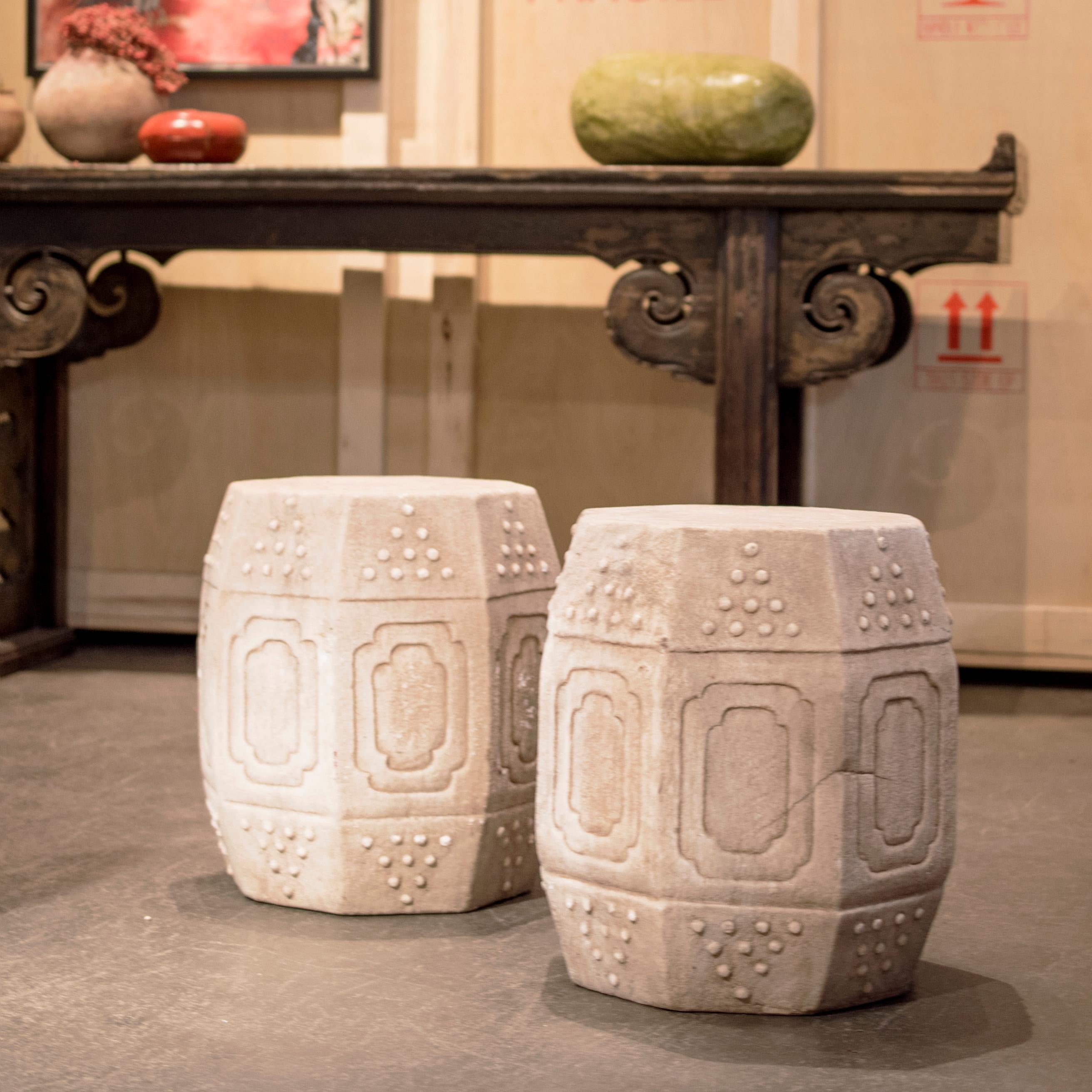 Chinese Marble Prosperity Drum Stool, c. 1900 In Good Condition In Chicago, IL