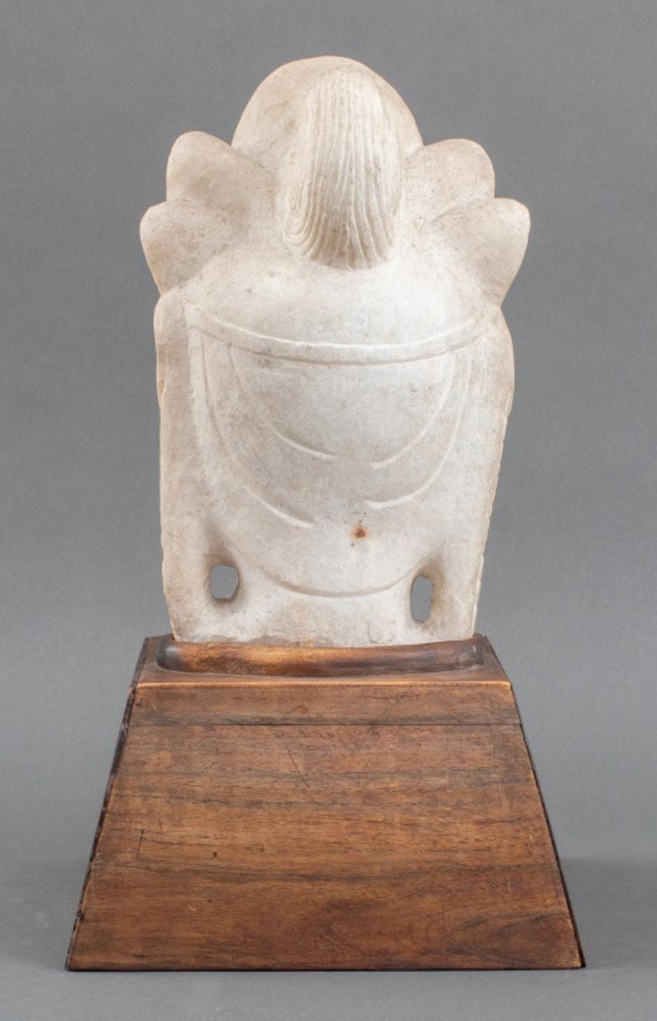 Chinese Marble Quan Yin Head Fragment On Stand 1