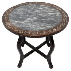 Chinese Marble Top Table with Mother-of-Pearl Inlay, c. 1900