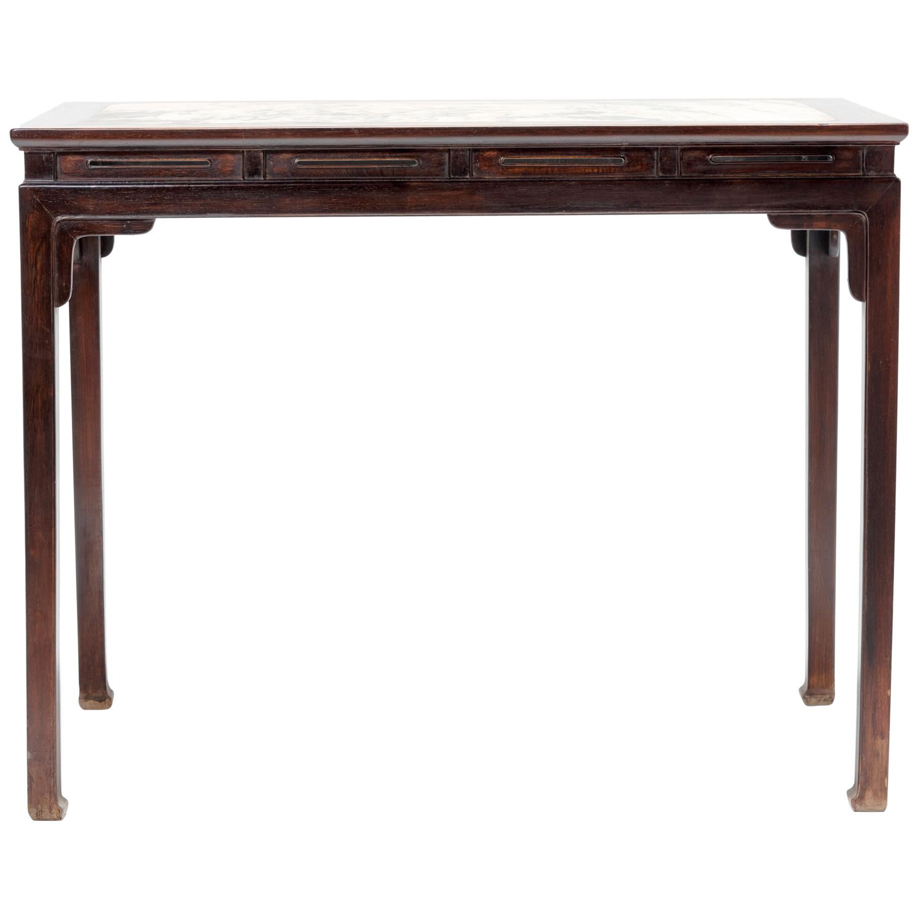 Chinese Marble Top Writing Table