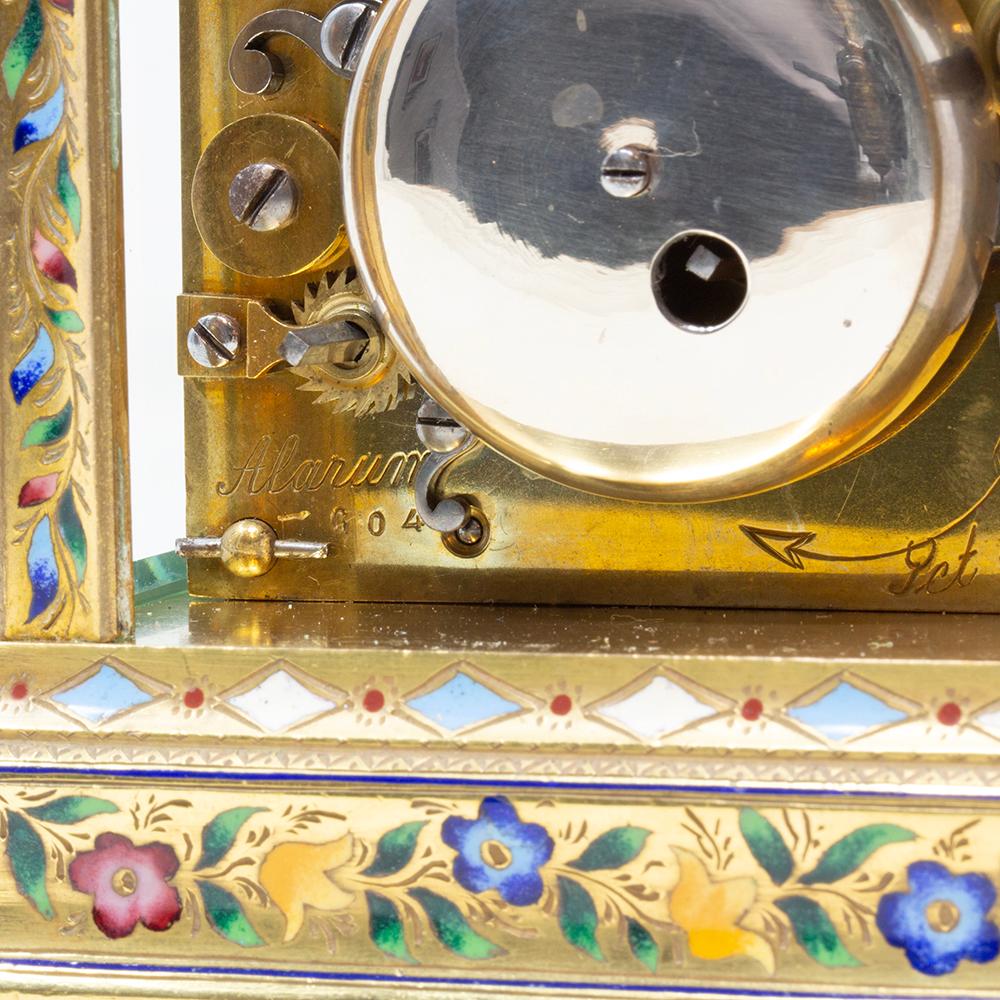 Chinese Market Champleve Enamel Carriage Clock by L. Vrard & Co For Sale 7
