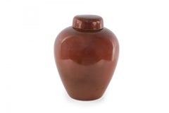 Chinese Maroon and Umber Lidded Porcelain Ginger Jar