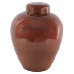Chinese Maroon and Umber Lidded Porcelain Ginger Jar