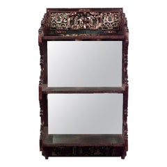 Chinesisches kastanienbraun lackiertes Wandregal