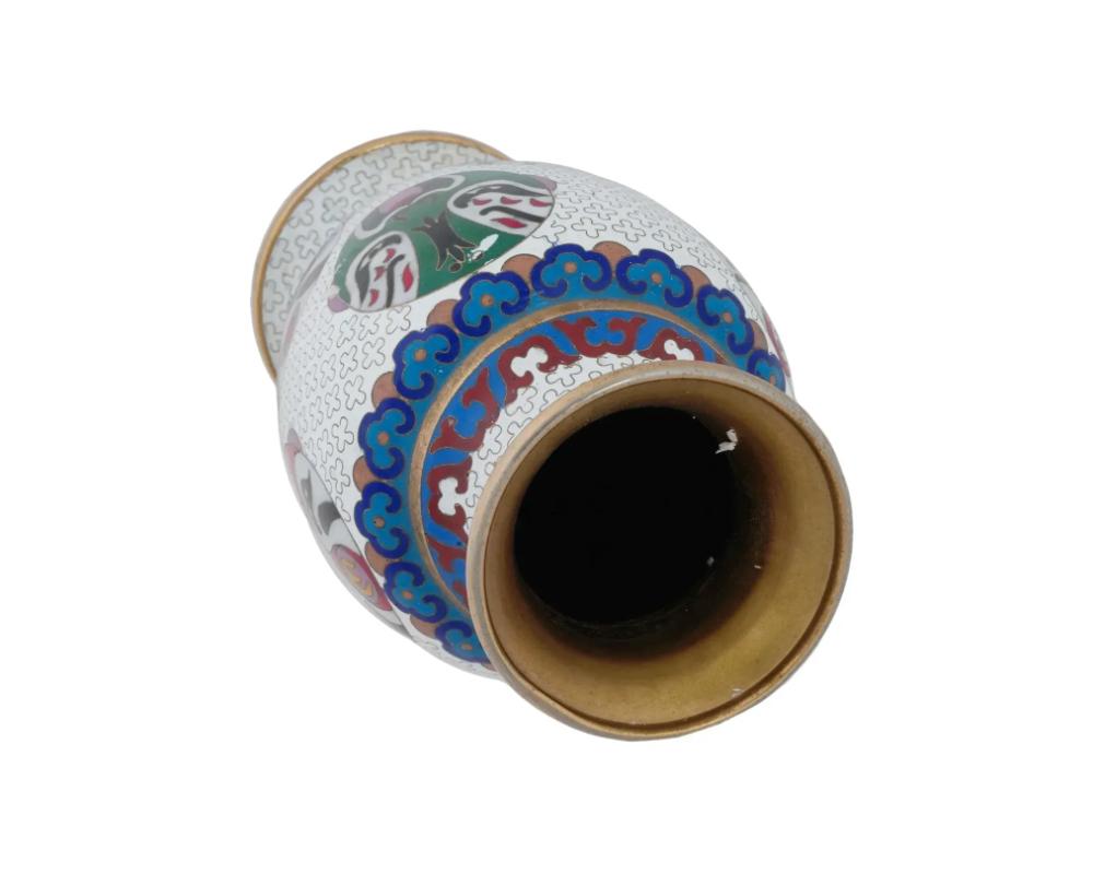 20th Century Chinese Mask Design Cloisonne Enamel Over Brass Vase