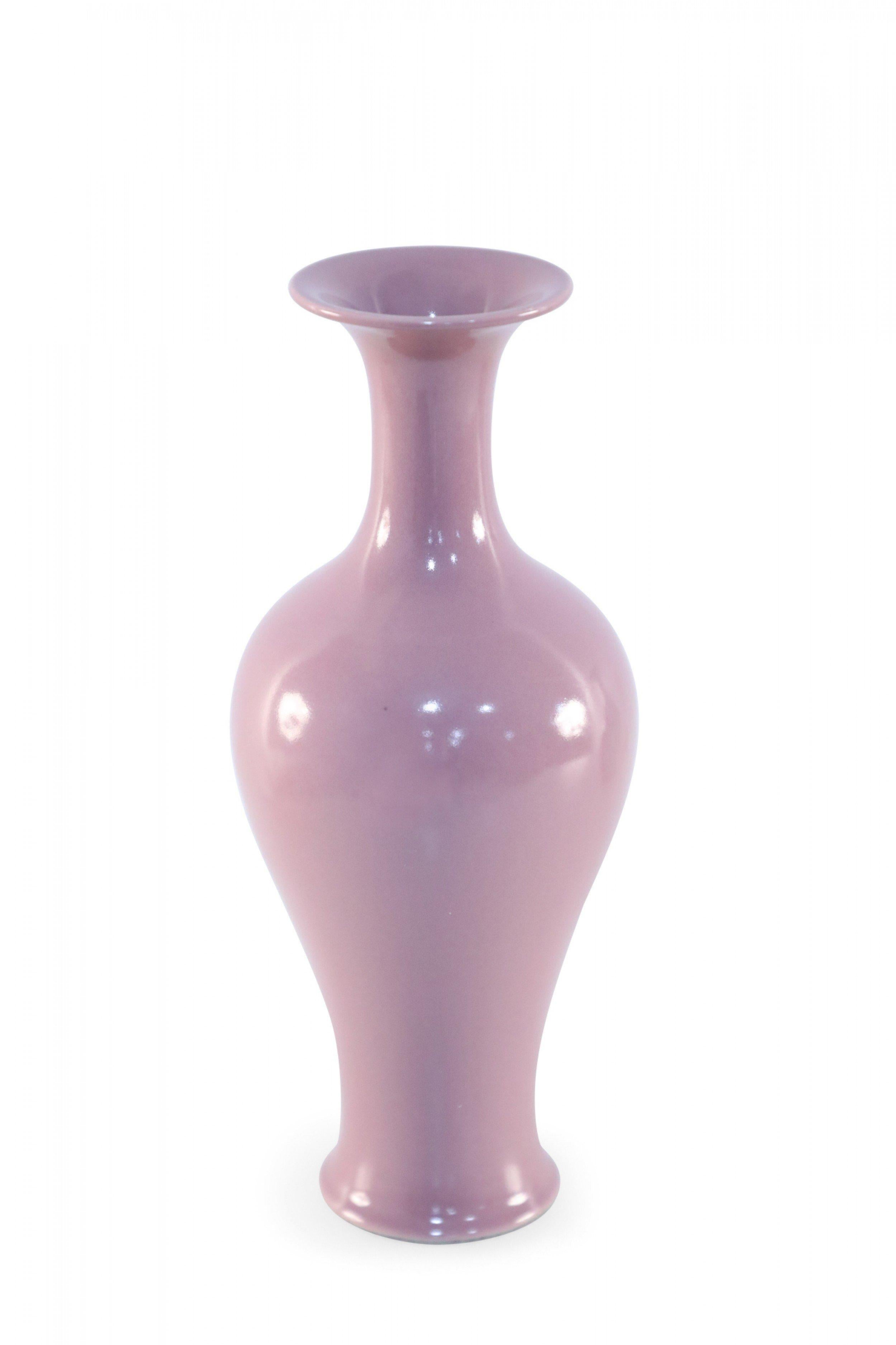Chinese tall glazed porcelain vase in an elegant mauve shade (date mark on bottom, see photos).
     