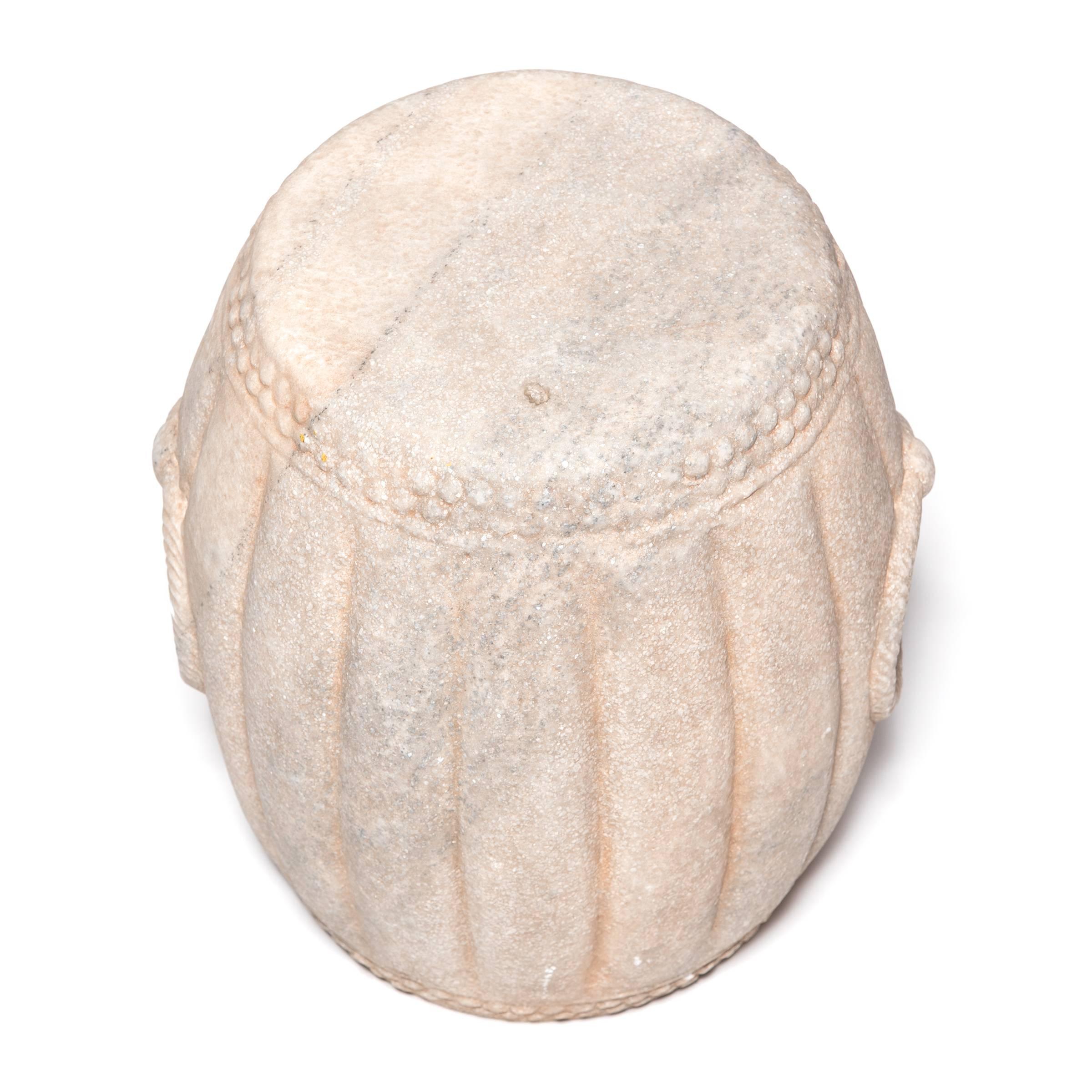Contemporary Chinese Melon Form Marble Drum
