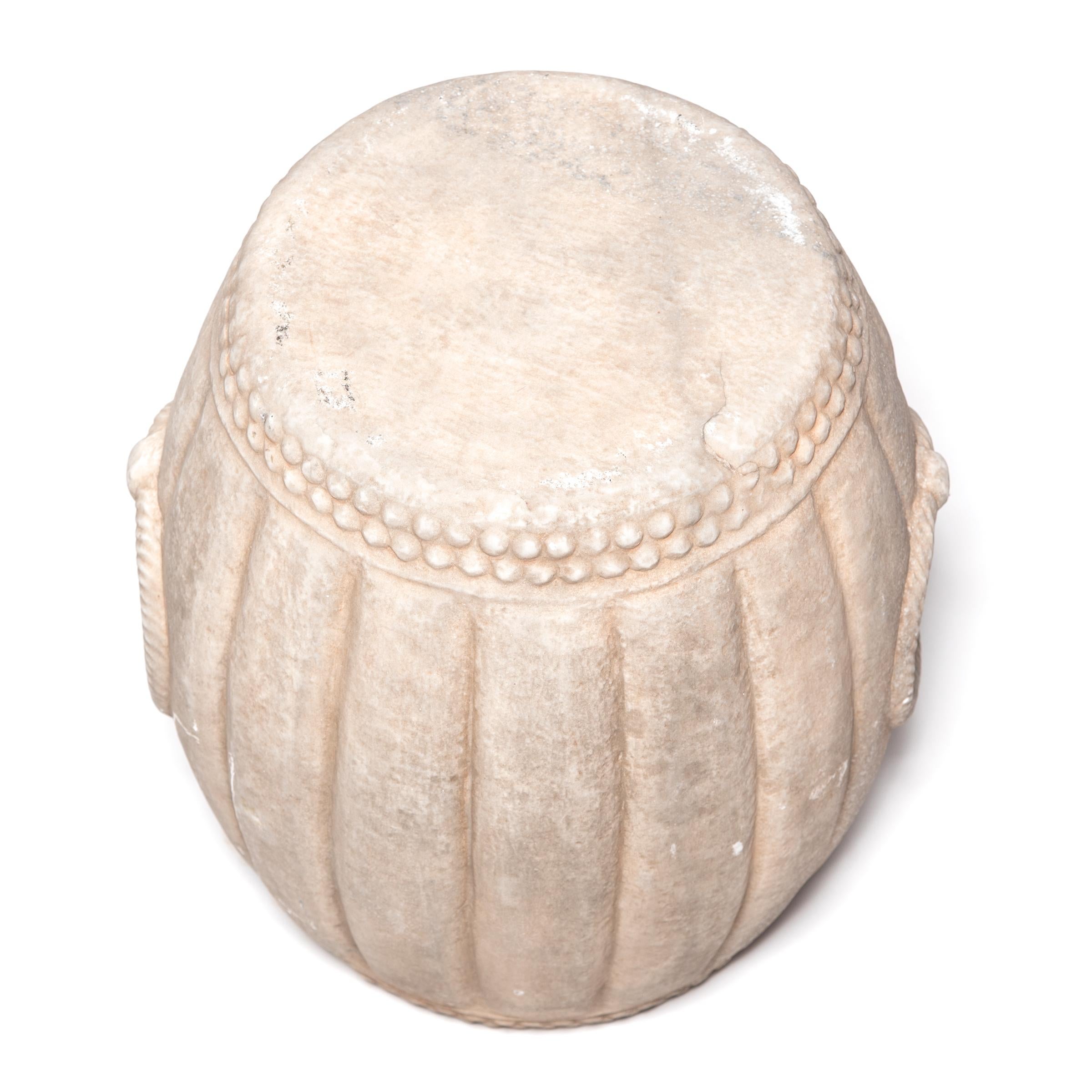 Contemporary Chinese Melon Form Marble Drum