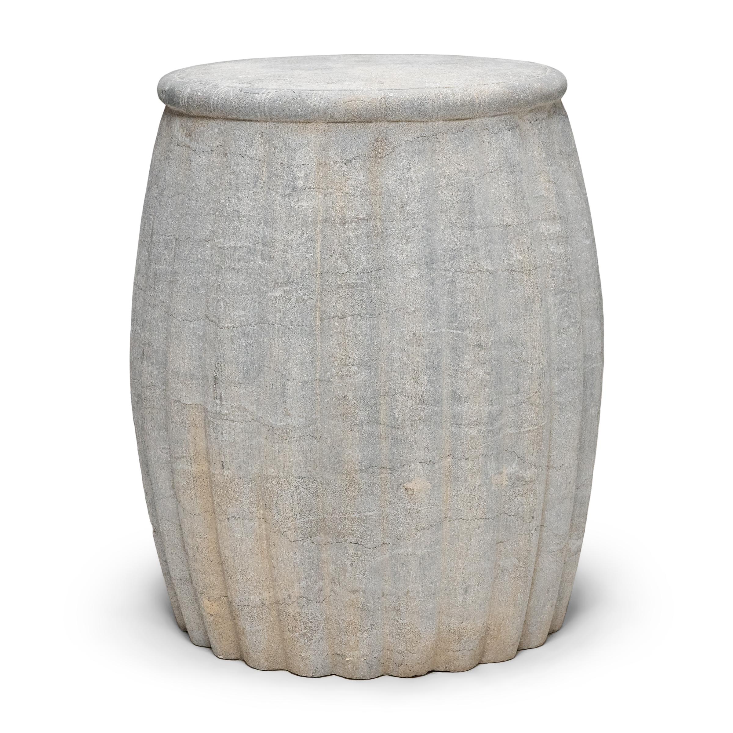 Minimalist Chinese Melon Stone Drum Table For Sale