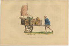Chinese Merchant with Sail Cart from Wahlen's 1844 Lithographs