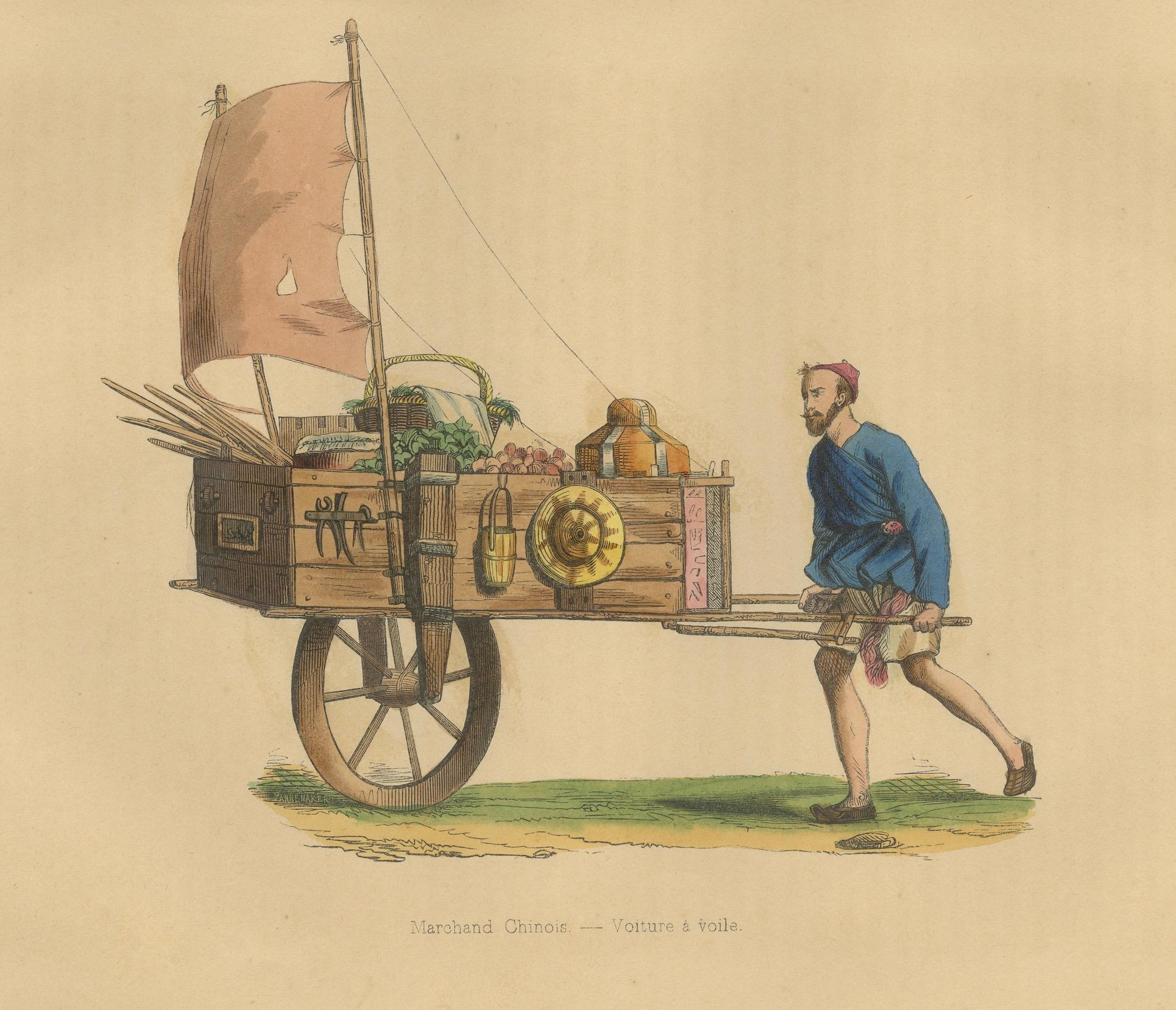 Merchant chinois avec voile de Wahlen, 1844 Bon état - En vente à Langweer, NL