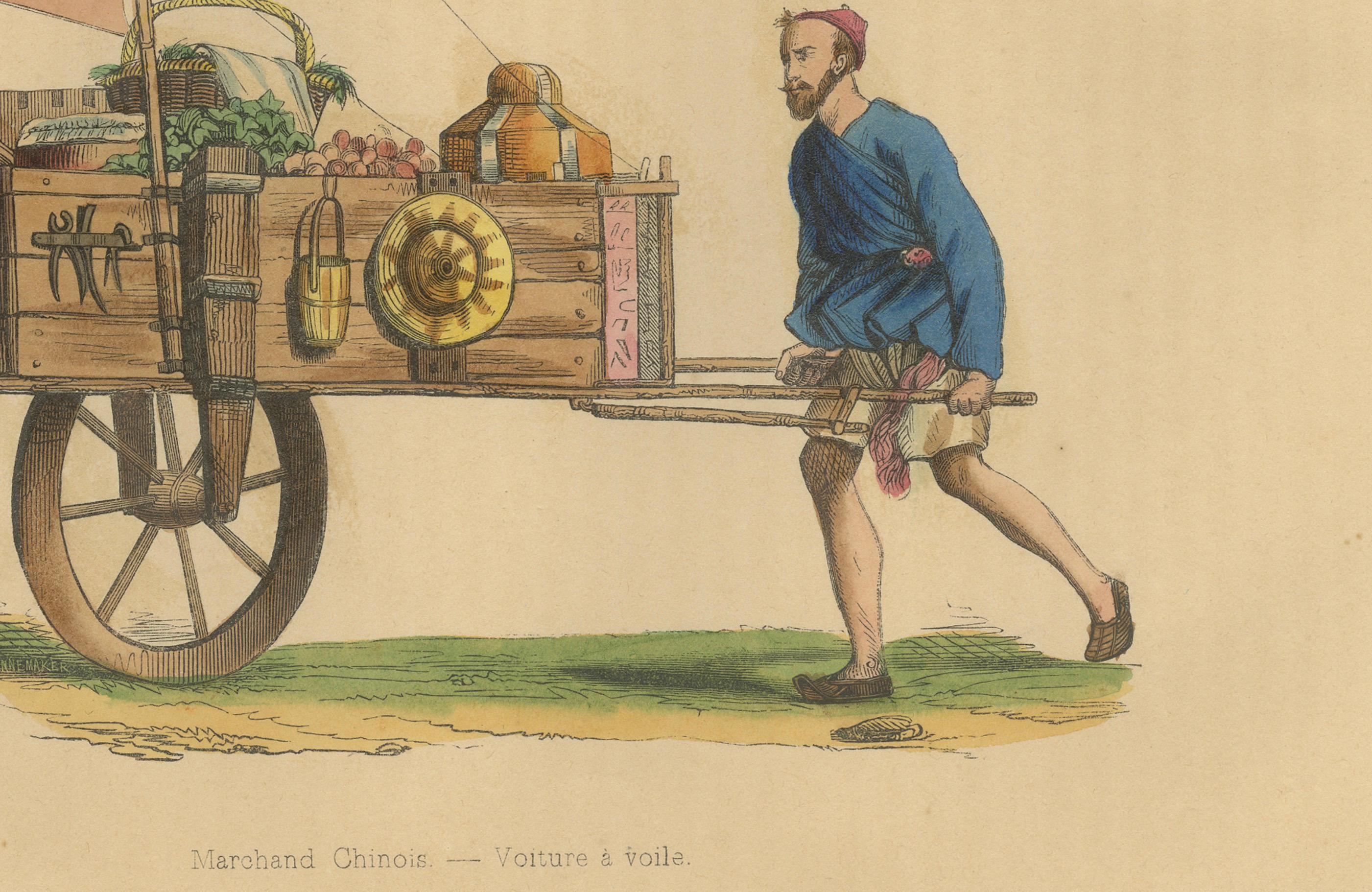 Milieu du XIXe siècle Merchant chinois avec voile de Wahlen, 1844 en vente