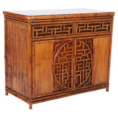 Chinese Mid-Century Bamboo Two Door Cabinet