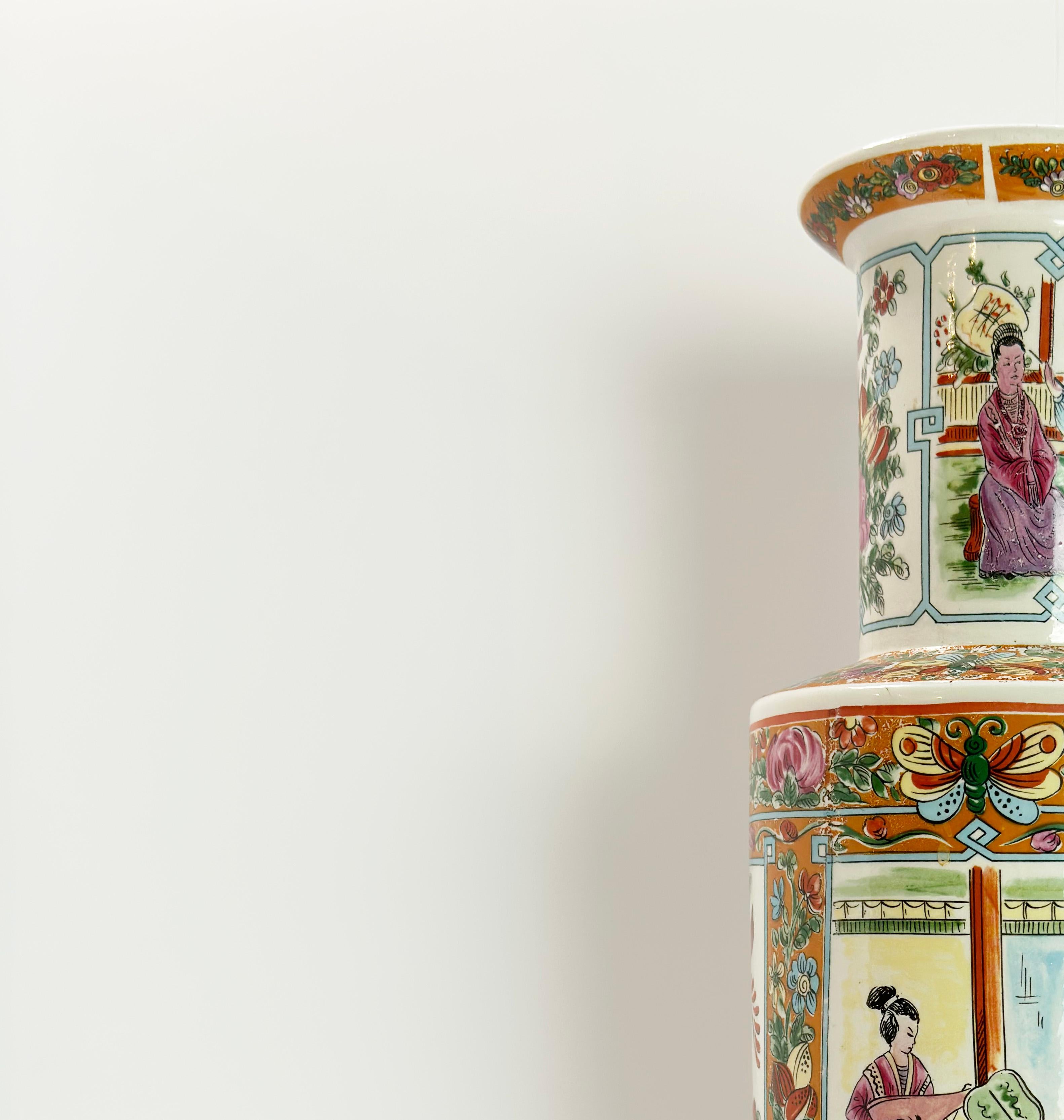 Chinese Mid Century Large Porcelain Famille Rose Rouleau Floor Vase  3