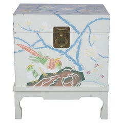 Chinese Mid Century Polychrome Lacquered Chest on Stand Box Trunk Side Table