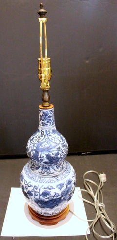 Chinese Mid-Late 19th Century Blue & White Vase Lamp