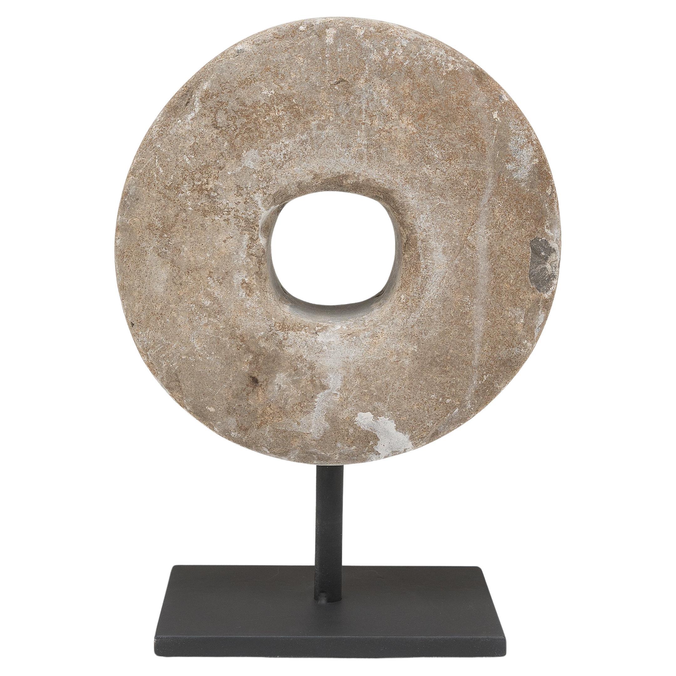 Chinese Prosperity Stone Disc, c. 1900 For Sale