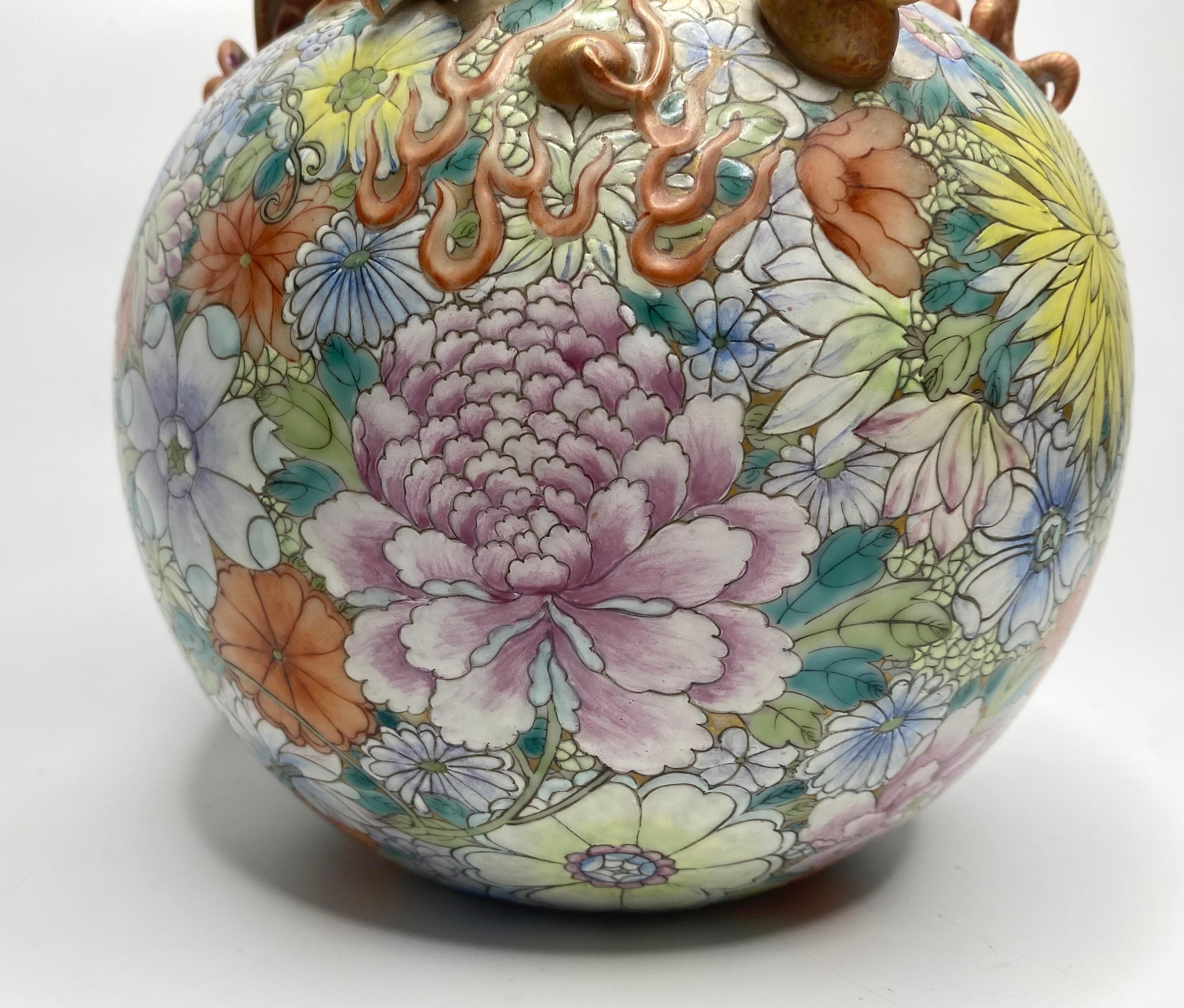 Chinese Millefleur Dragon vase, Republic Period. 3