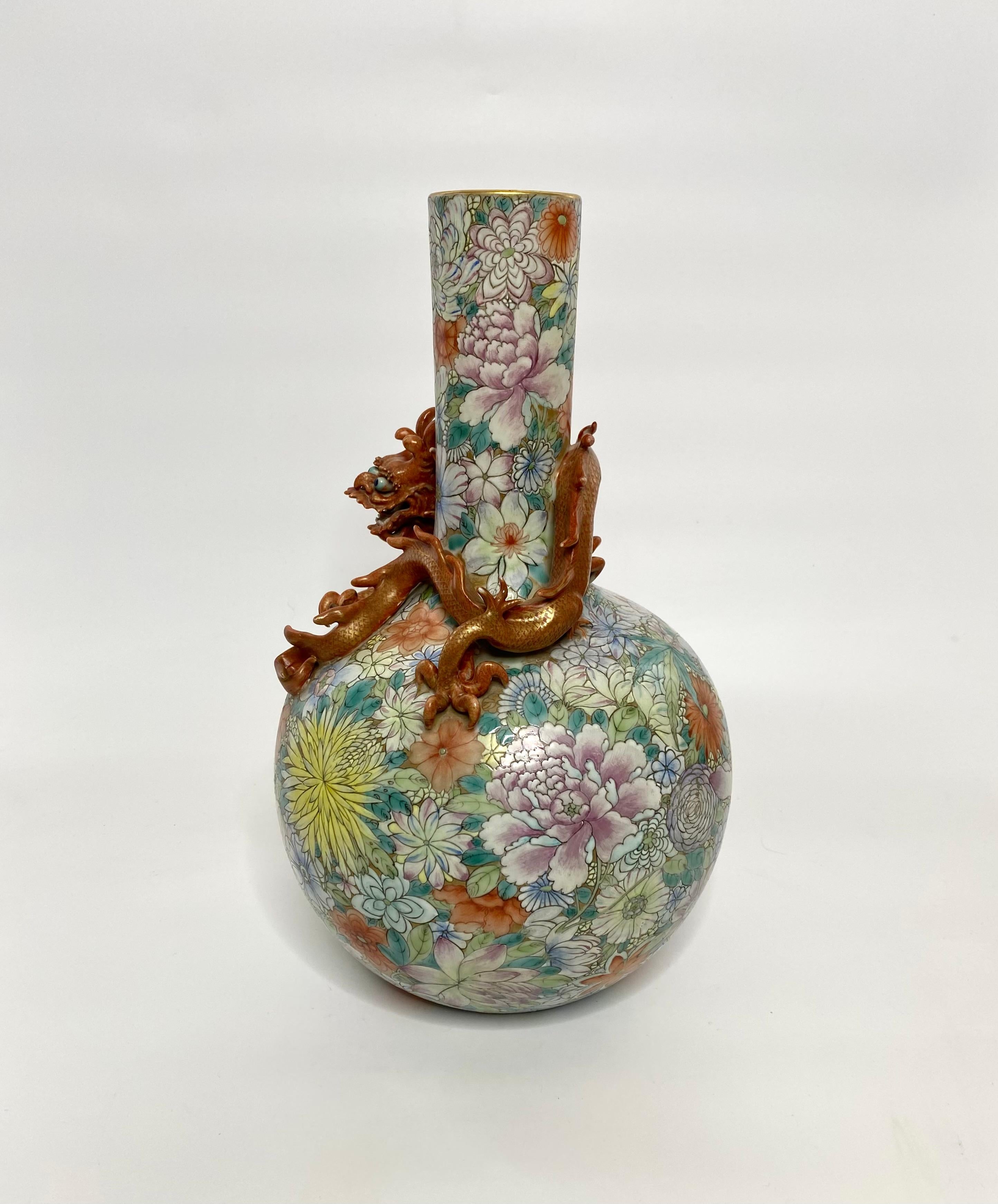 Chinese Millefleur Dragon vase, Republic Period. 8