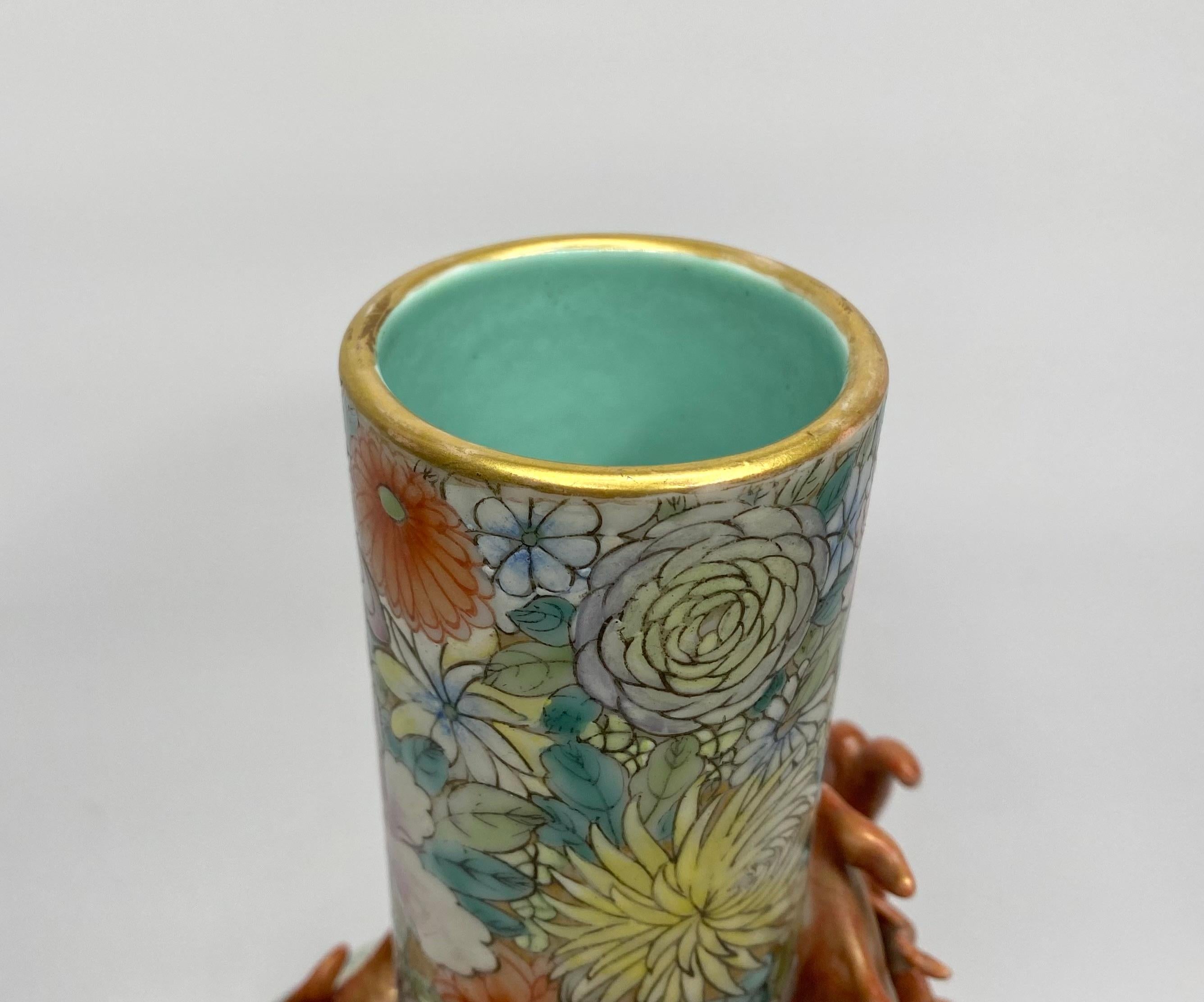 Porcelain Chinese Millefleur Dragon vase, Republic Period.