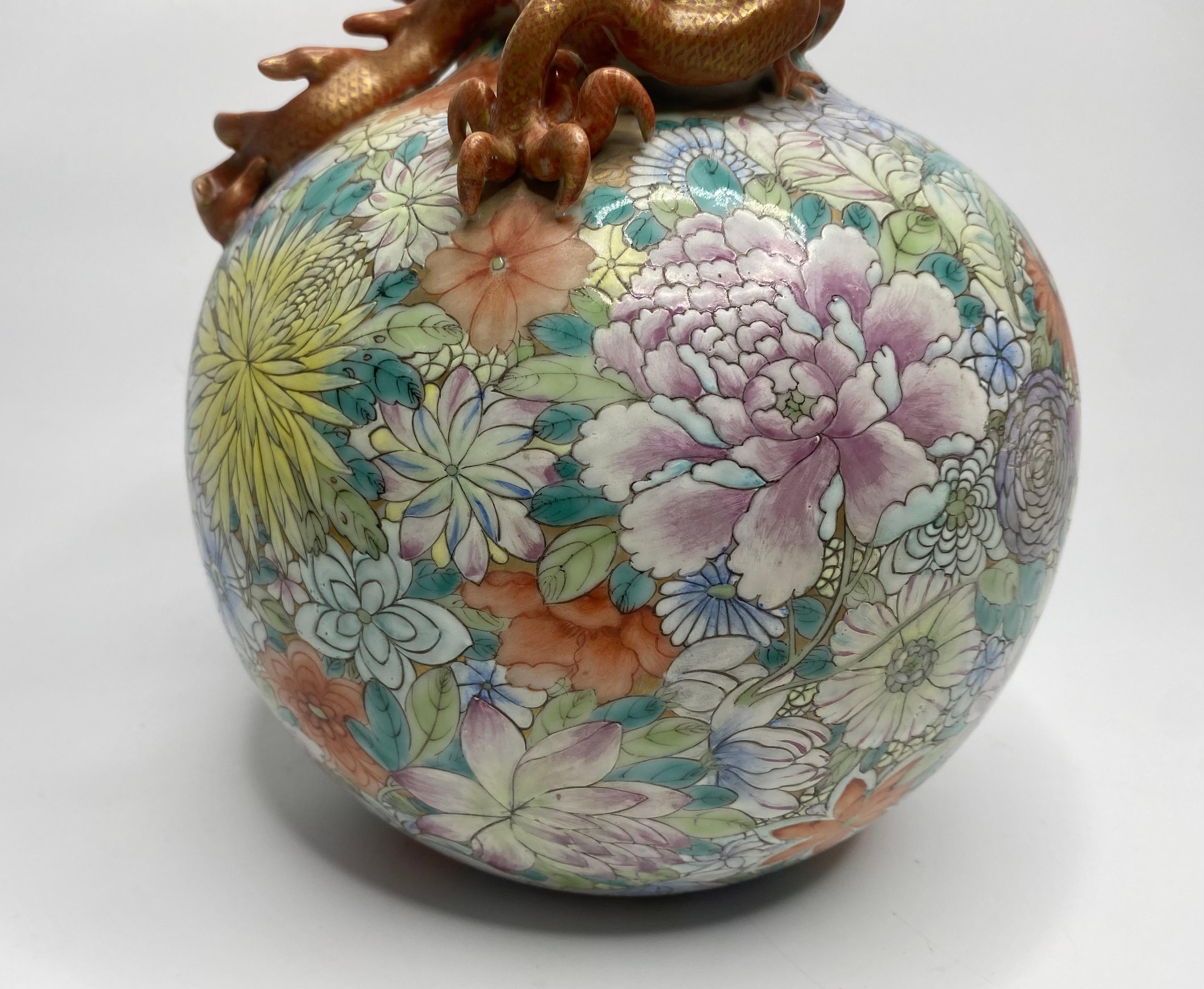 Chinese Millefleur Dragon vase, Republic Period. 2