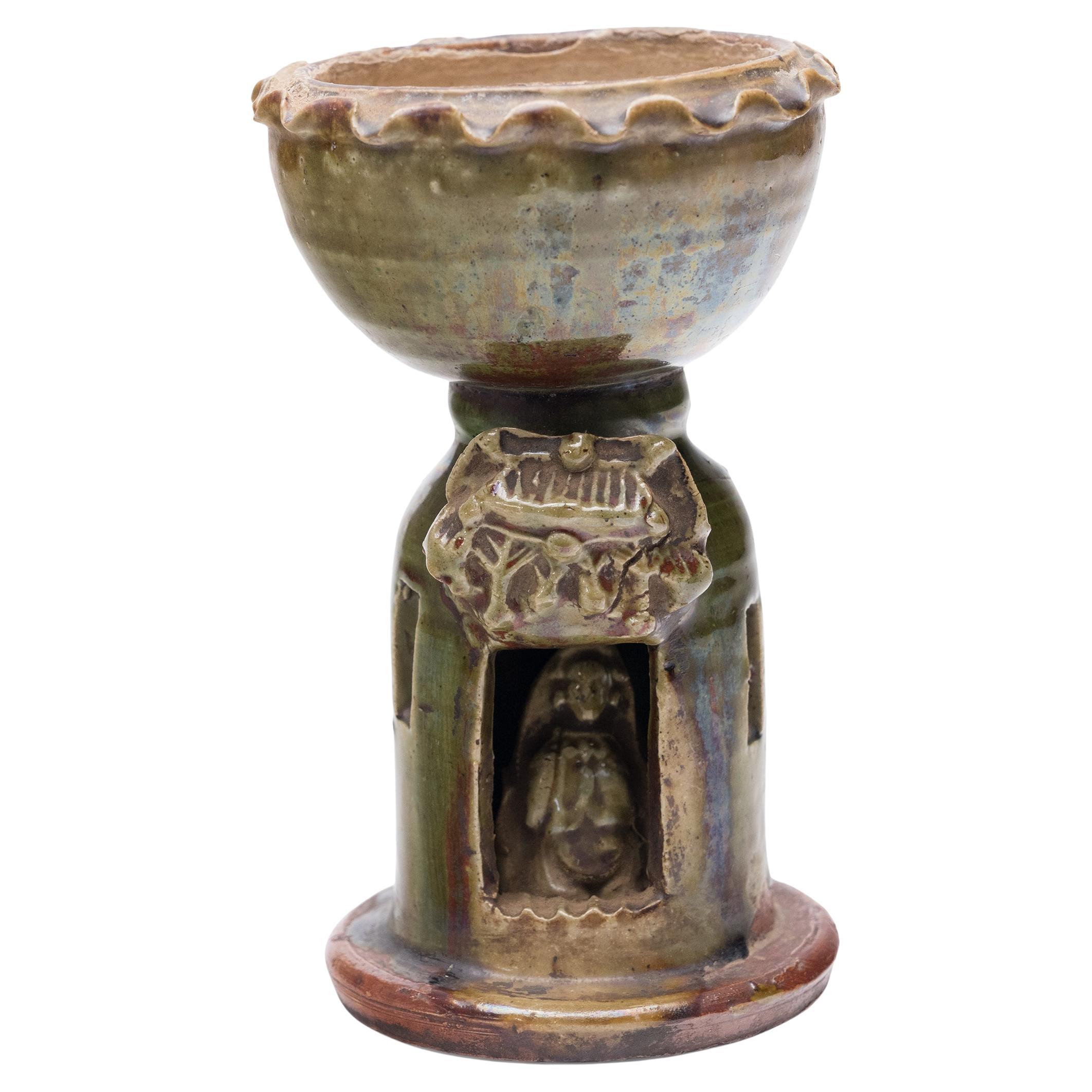 Chinese Ming Buddhist Oil Lamp, c. 1600 For Sale