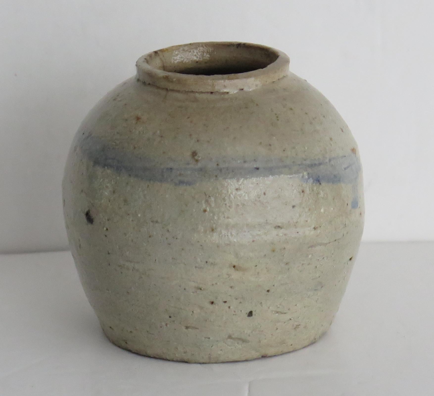 Hand-Crafted Chinese Ming Ceramic Provincial Jar Celadon Glaze, Early 17th Century For Sale
