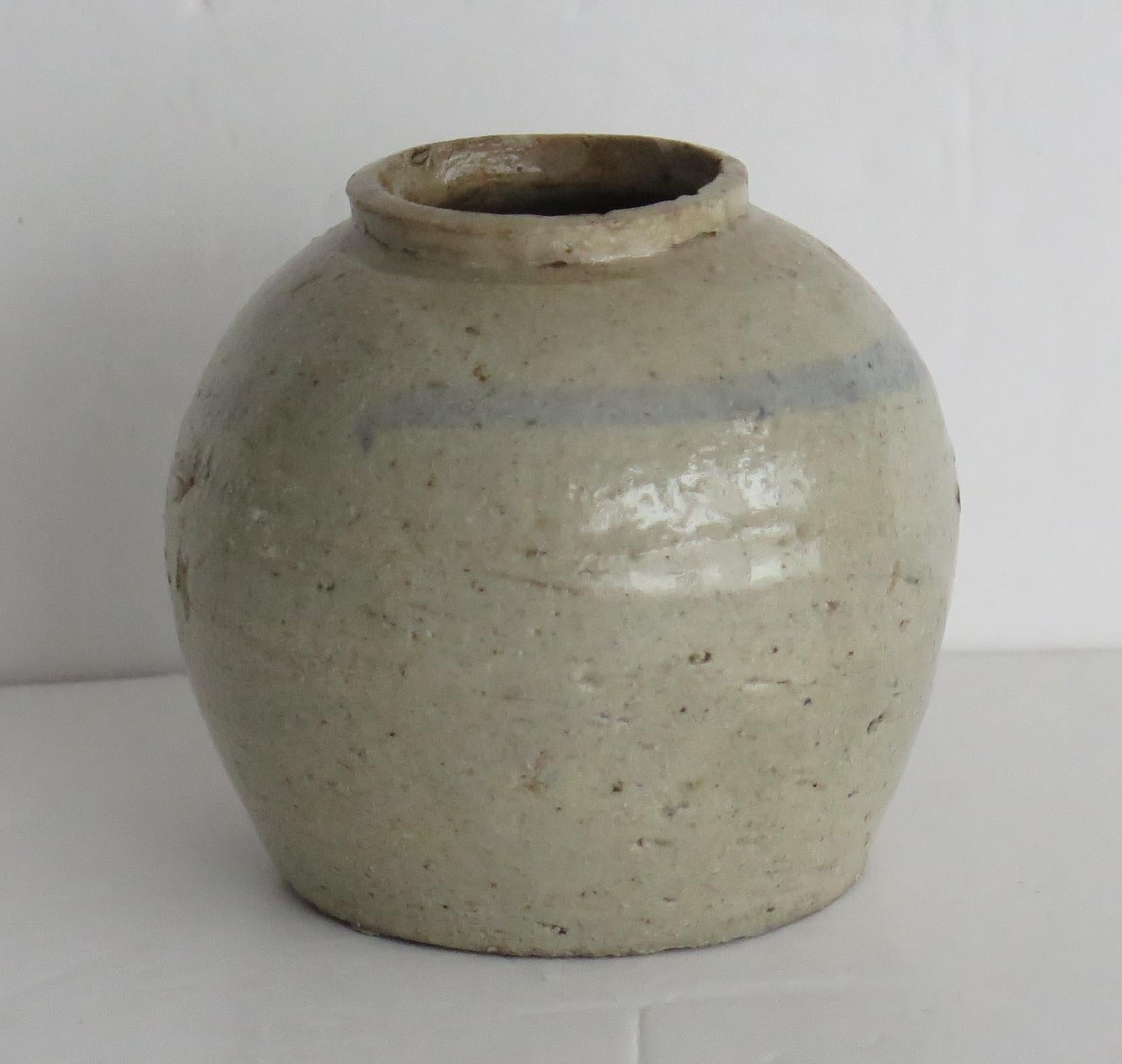 Chinese Ming Ceramic Provincial Jar Celadon Glaze, Early 17th Century For Sale 1