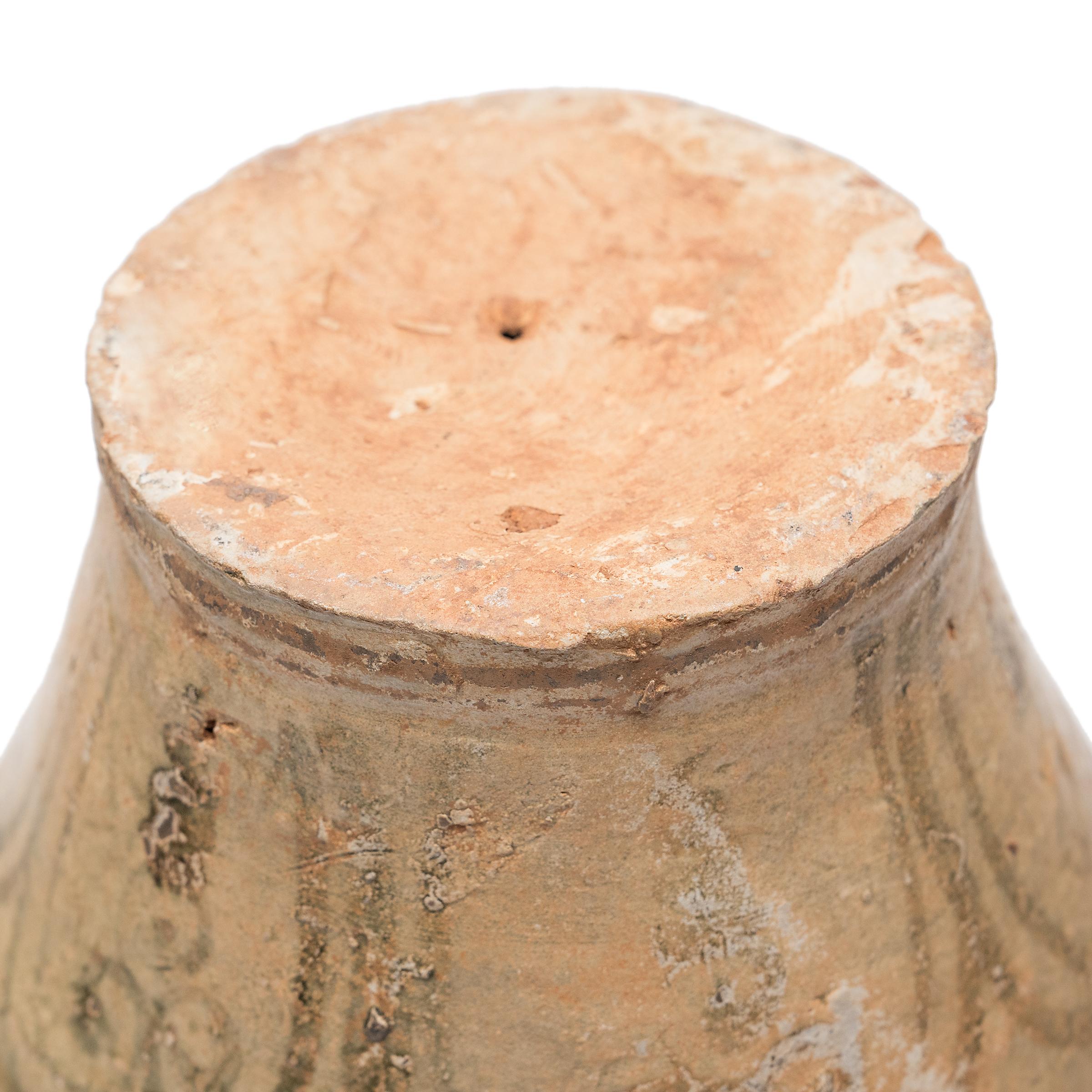 Chinese Ming Cobalt Brushed Celadon Jar, c. 1500 For Sale 1