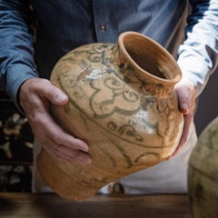Chinese Ming Cobalt Brushed Cloud Jar, c. 1500