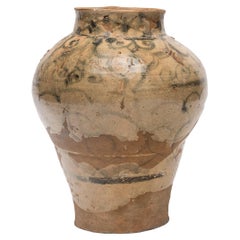 Antique Chinese Ming Cobalt Brushed Cloud Jar, c. 1500
