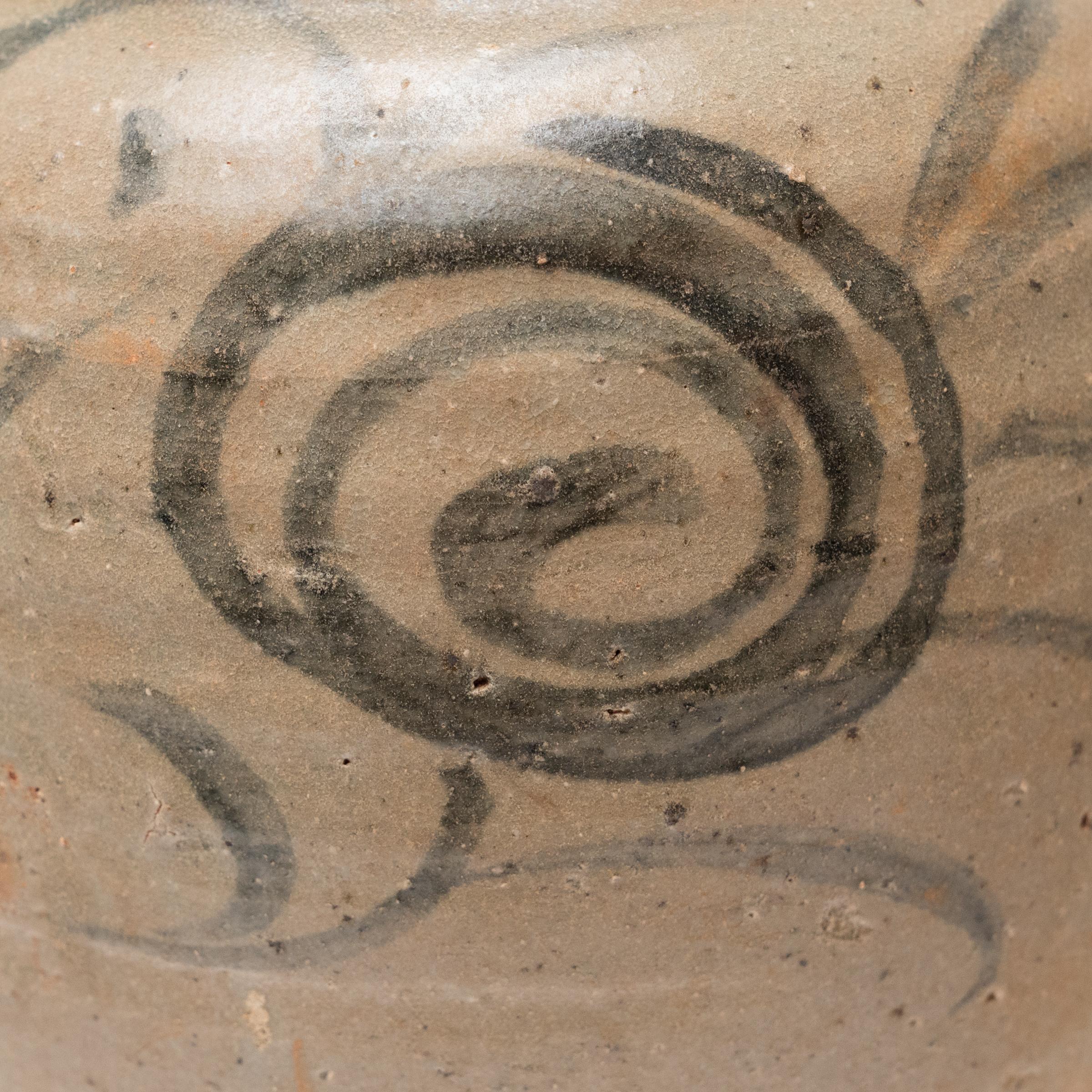 18th Century and Earlier Chinese Ming Cobalt Brushed Jar, c. 1600 For Sale