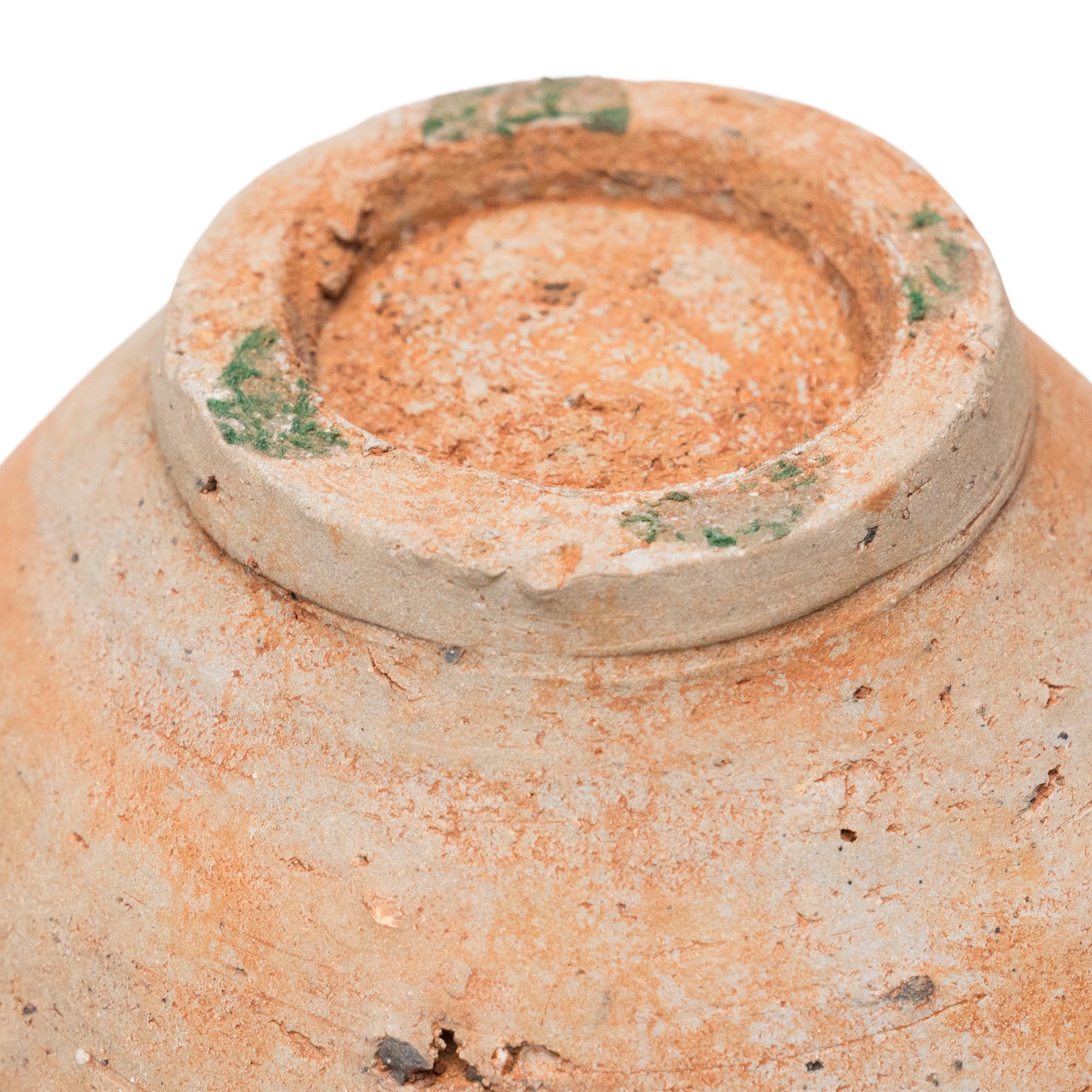 Earthenware Chinese Ming Cobalt Brushed Jar, c. 1600 For Sale
