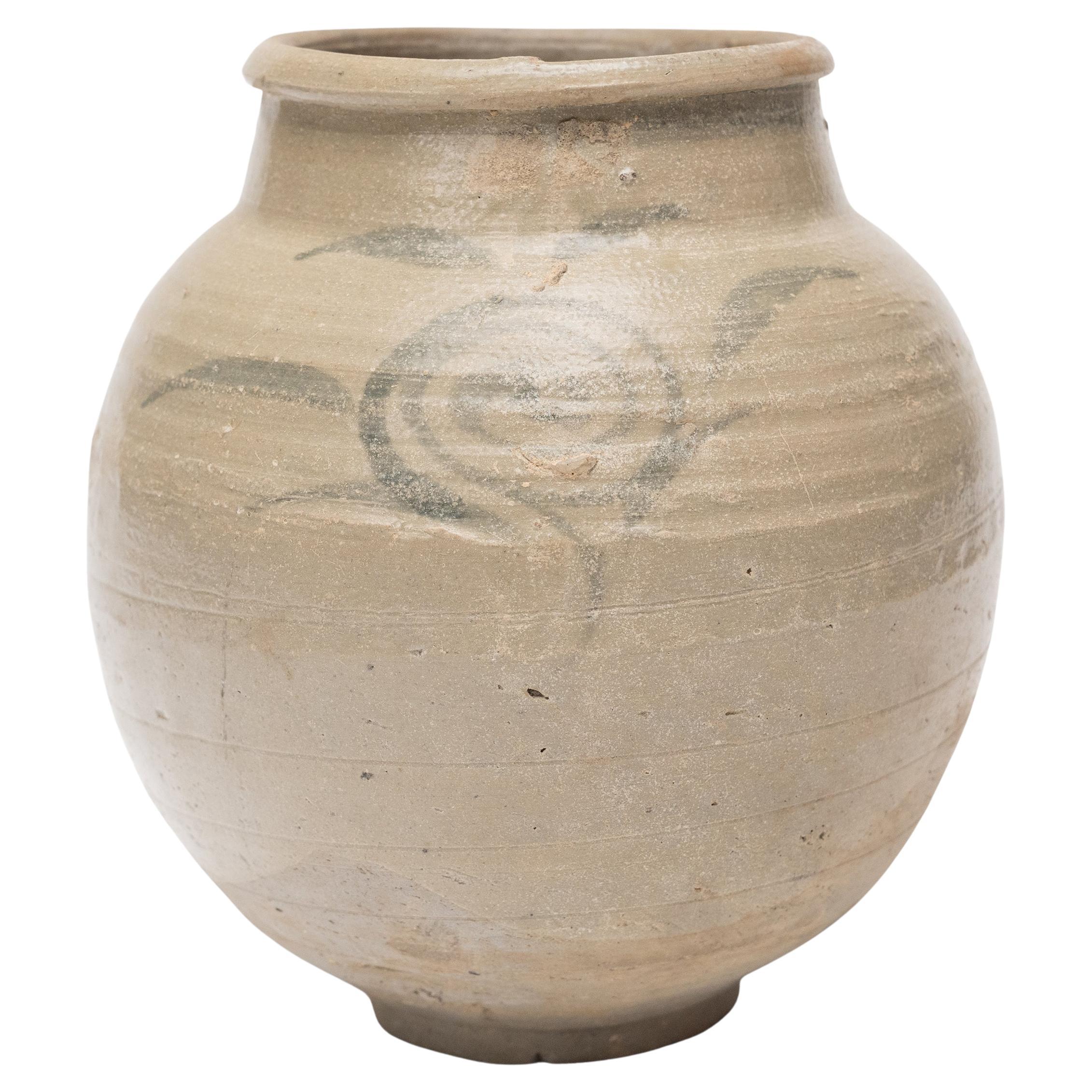 Chinese Ming Cobalt Brushed Jar, c. 1600 For Sale