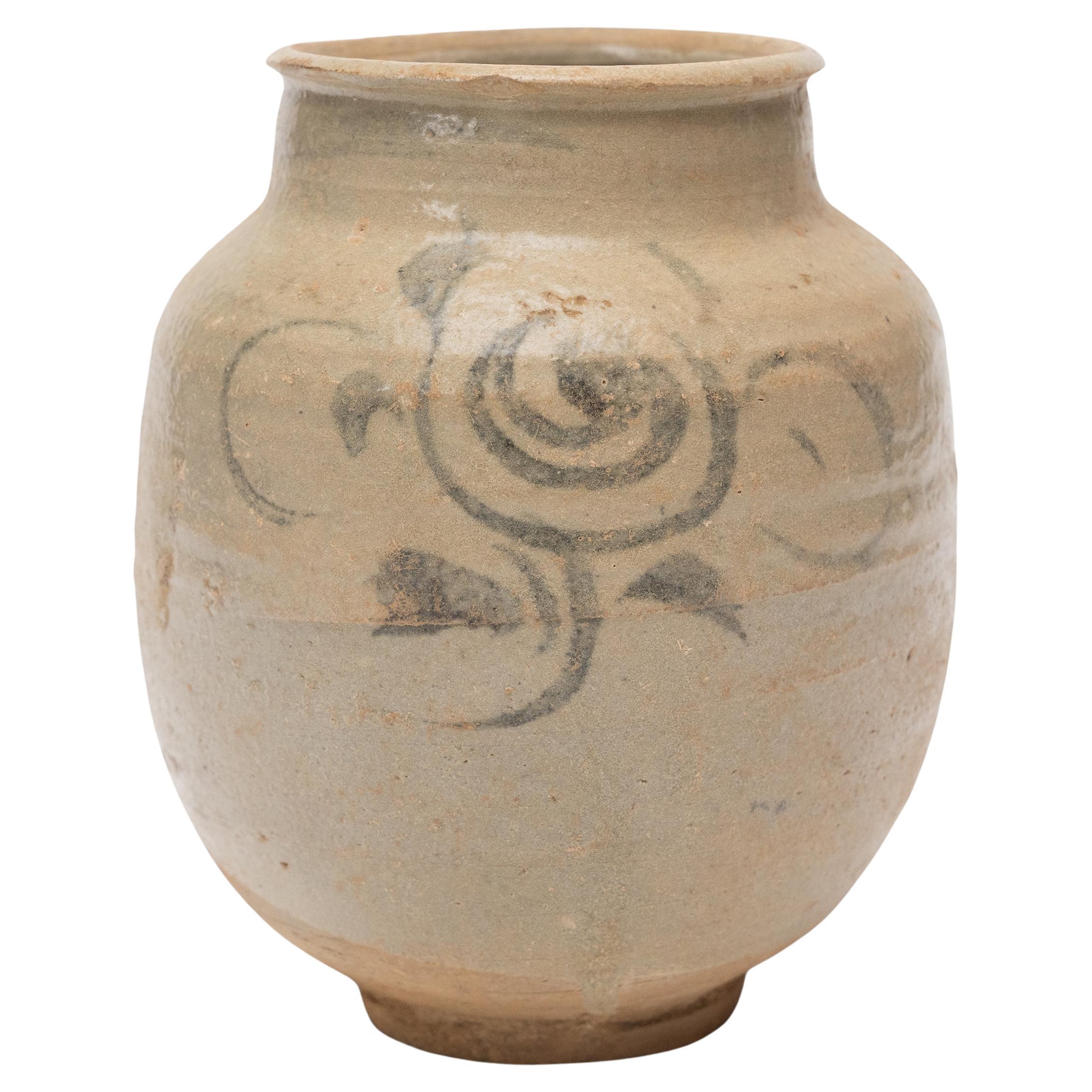 Chinese Ming Cobalt Brushed Jar, c. 1600