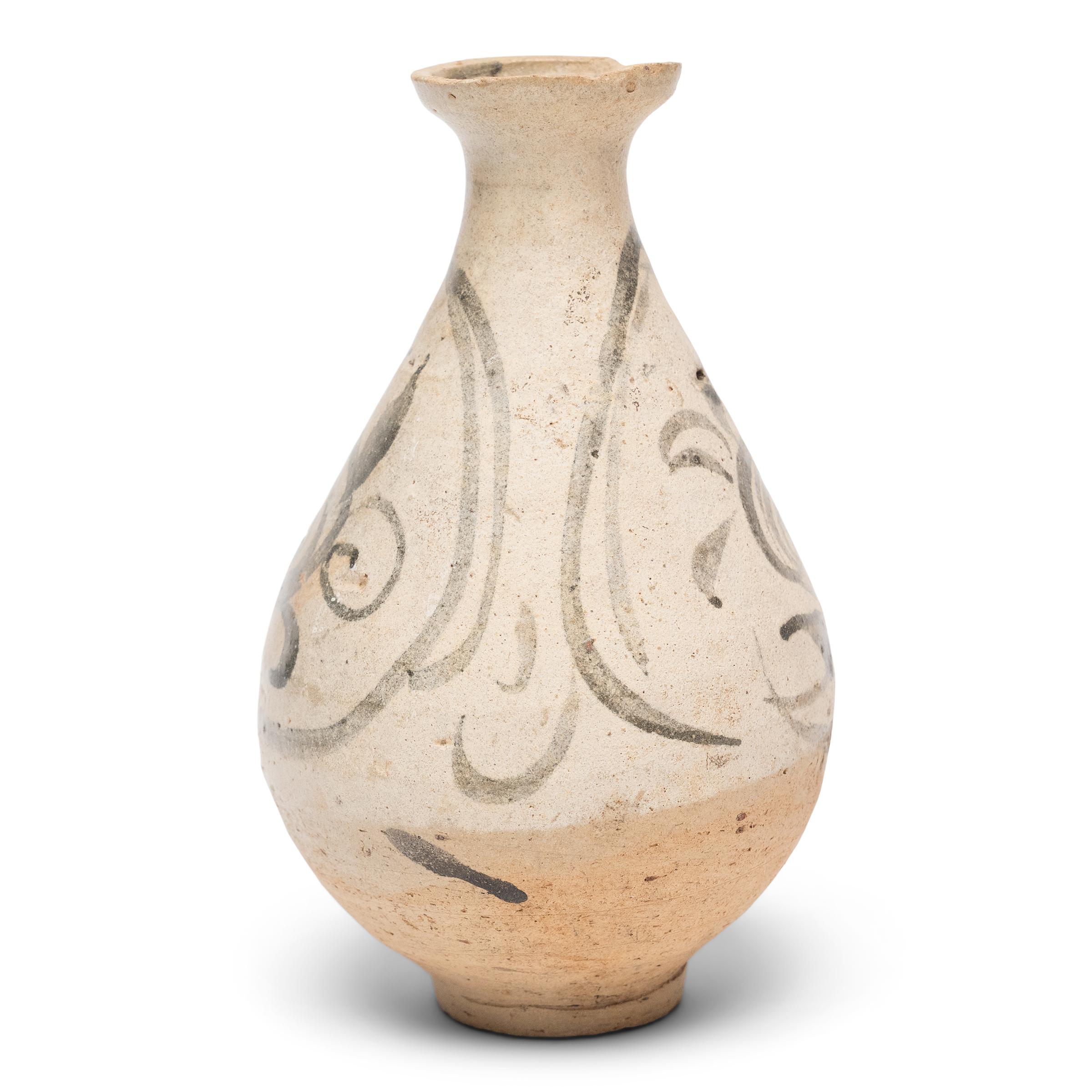 Smaltato Bottiglia per olio in cobalto cinese Ming Ming, 1500 ca. in vendita