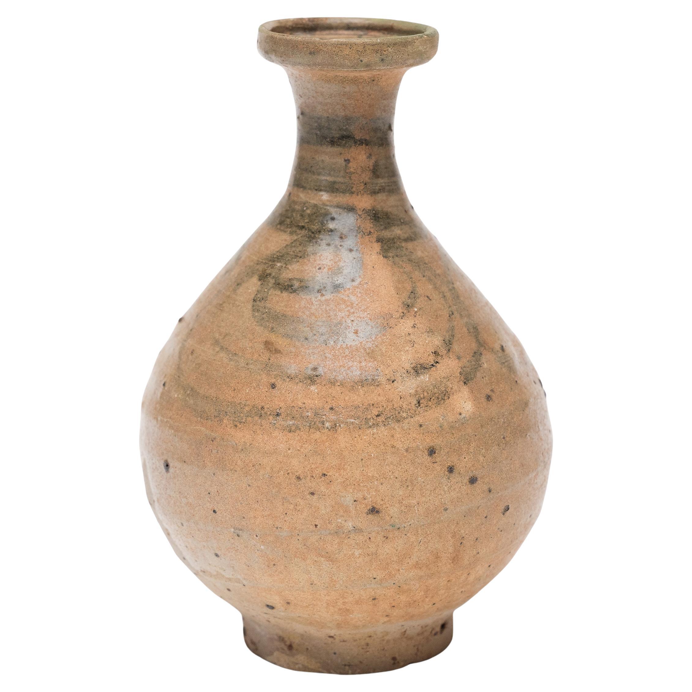 Chinese Ming Cobalt Brushed Oil Bottle, c. 1500