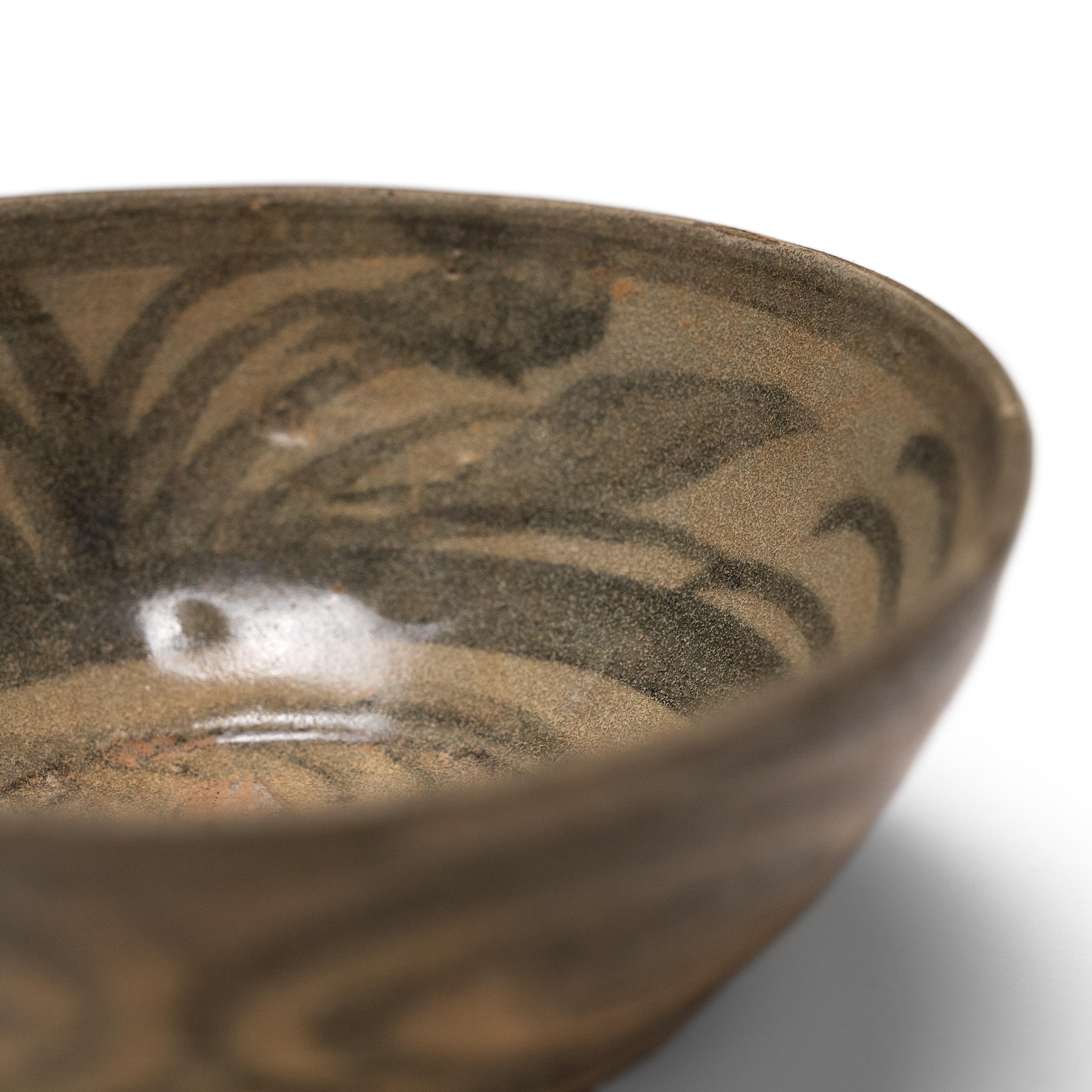 Bol à riz chinois Ming Cobalt Brushed, c. 1550 Bon état - En vente à Chicago, IL