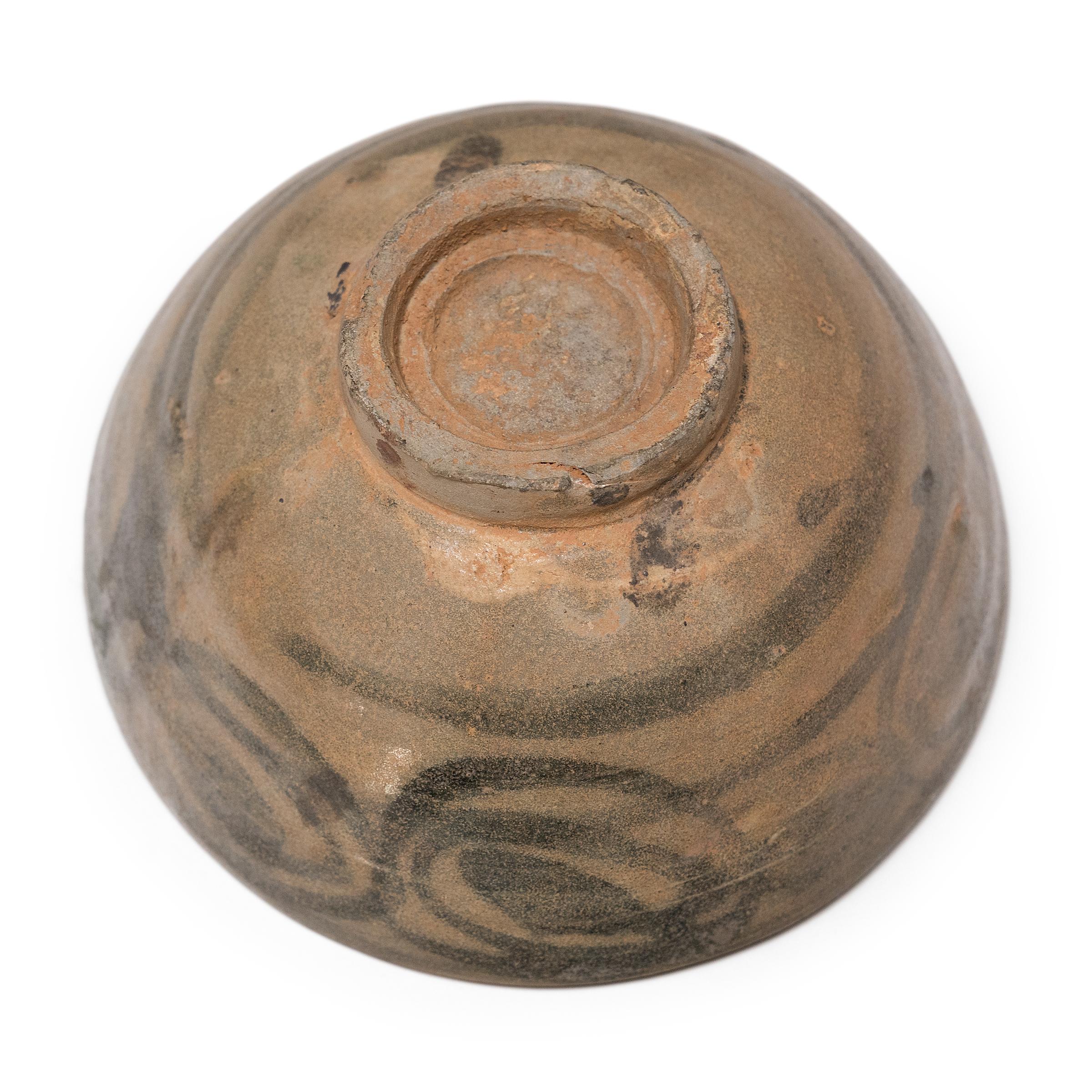 XVIIIe siècle et antérieur Bol à riz chinois Ming Cobalt Brushed, c. 1550 en vente