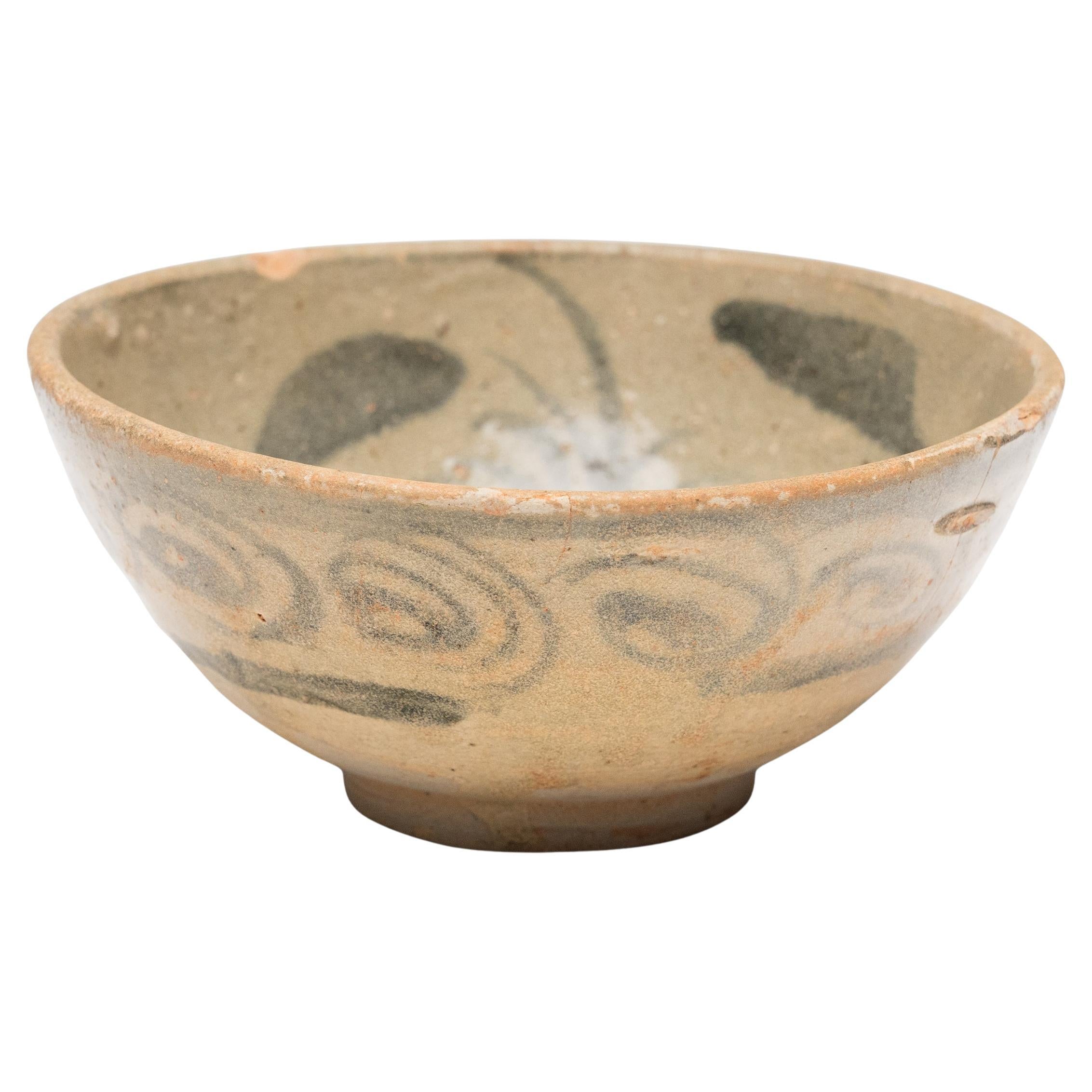 Chinese Ming Cobalt Brushed Rice Bowl, c. 1550